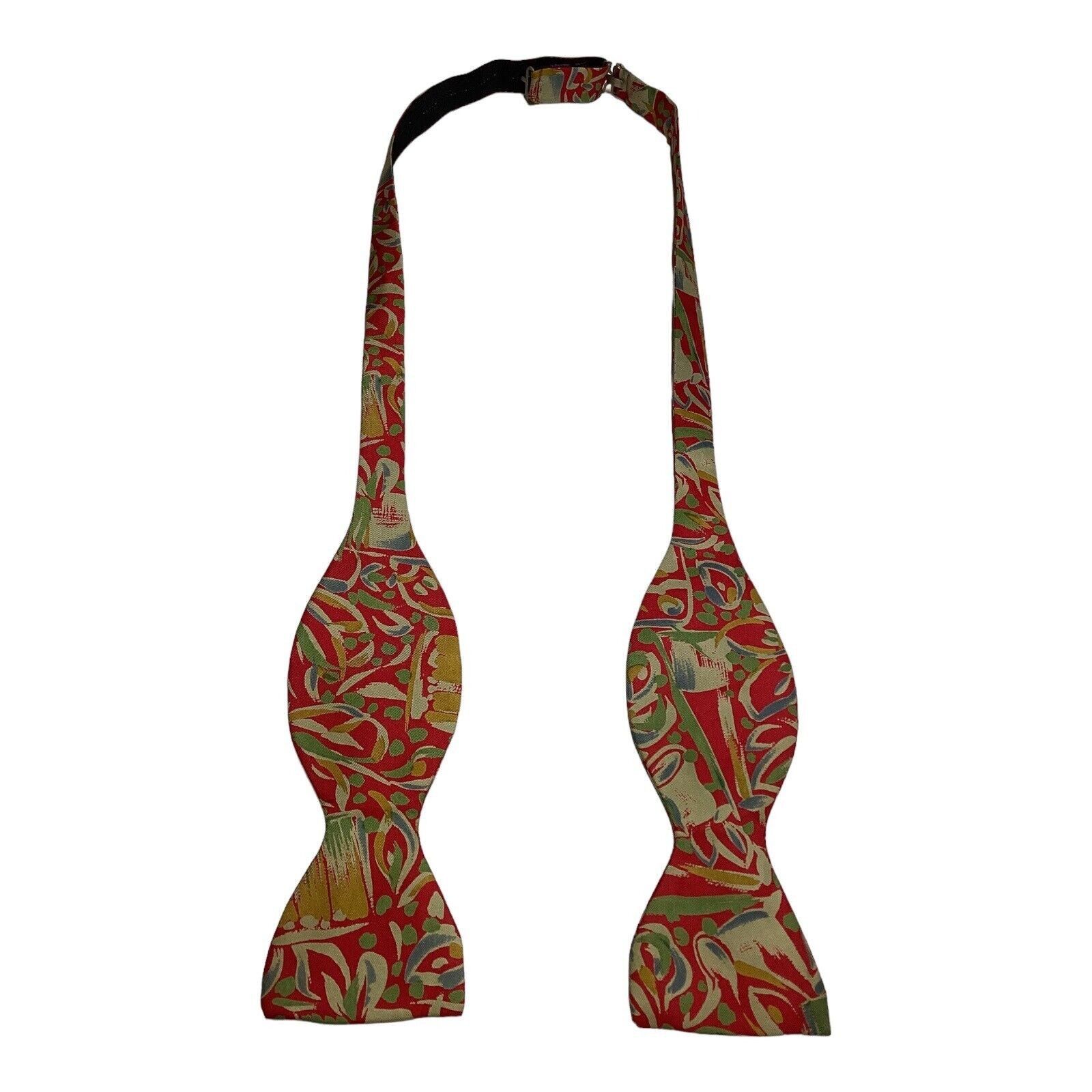 Other TIE RACK Red Art Print Adjustable Self Bow Tie Silk W: 2.2" Size ONE SIZE - 1 Thumbnail