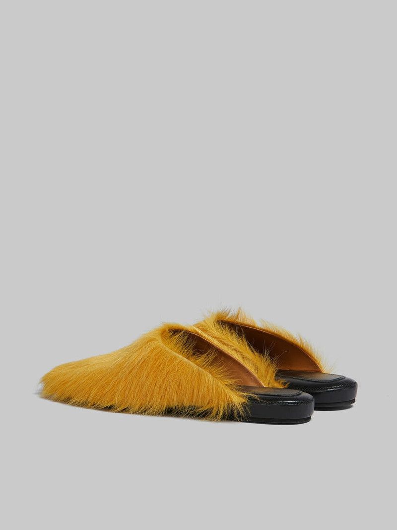 Marni o1mle0126 Long Hair Sabot Slip Ons in Yellow Size US 11 / EU 44 - 3 Thumbnail