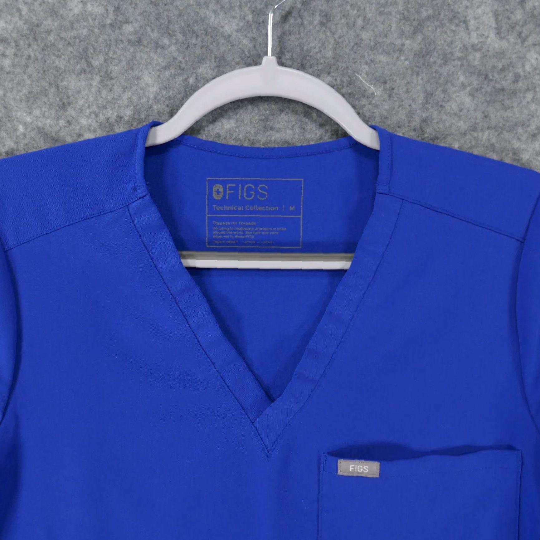 Vintage Figs Scrub Top Womens Medium Short Sleeve Blue w Pockets Size M / US 6-8 / IT 42-44 - 2 Thumbnail