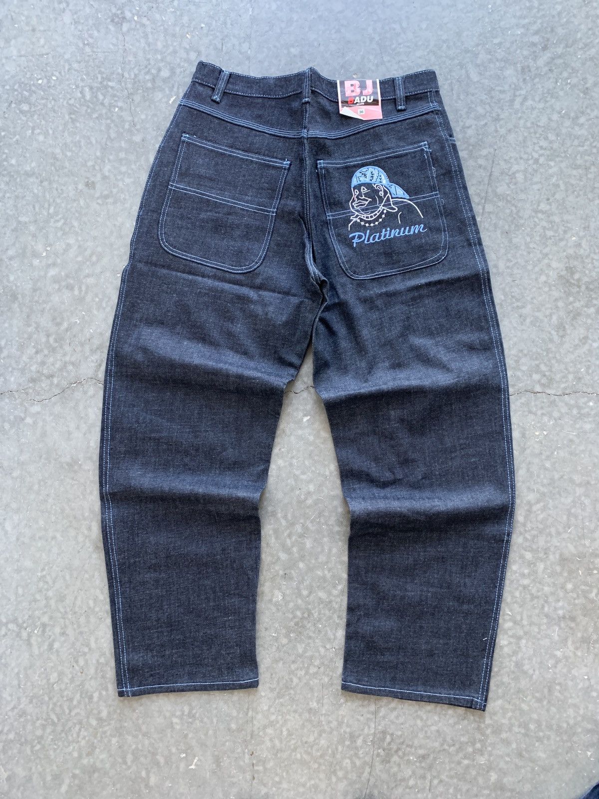 image of Jnco x Southpole Crazy Vintage Y2K Platinum Fubu Baggy Jeans Skater Wide in Blue, Men's (Size 36)