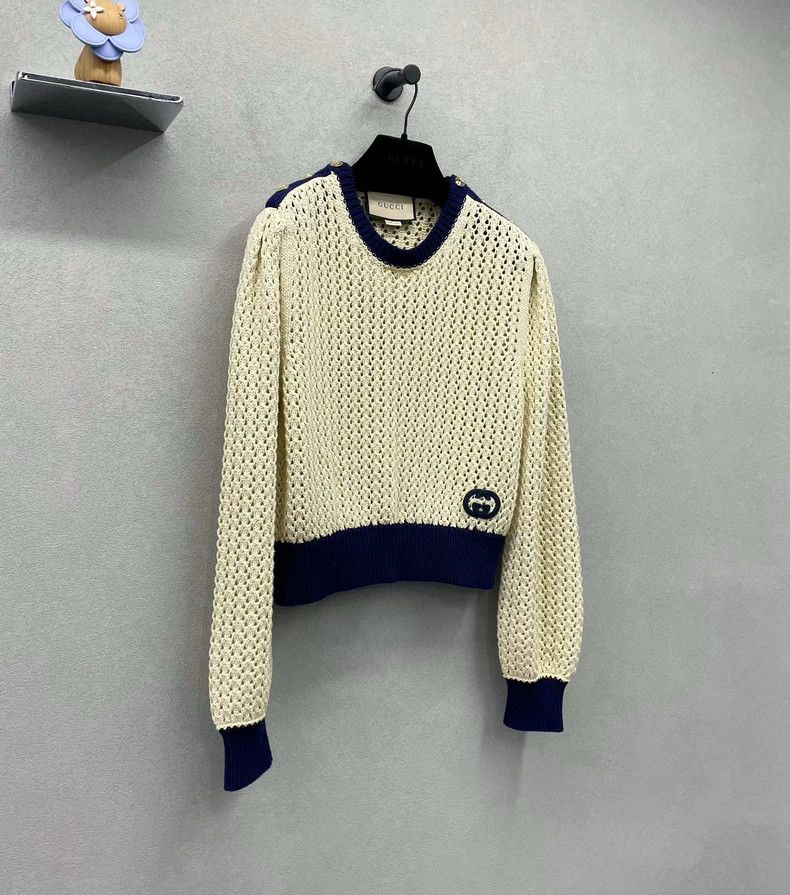 Gucci Gucci Beige mesh knitted sweater 2502-Nextarrow Size US S / EU 44-46 / 1 - 2 Thumbnail