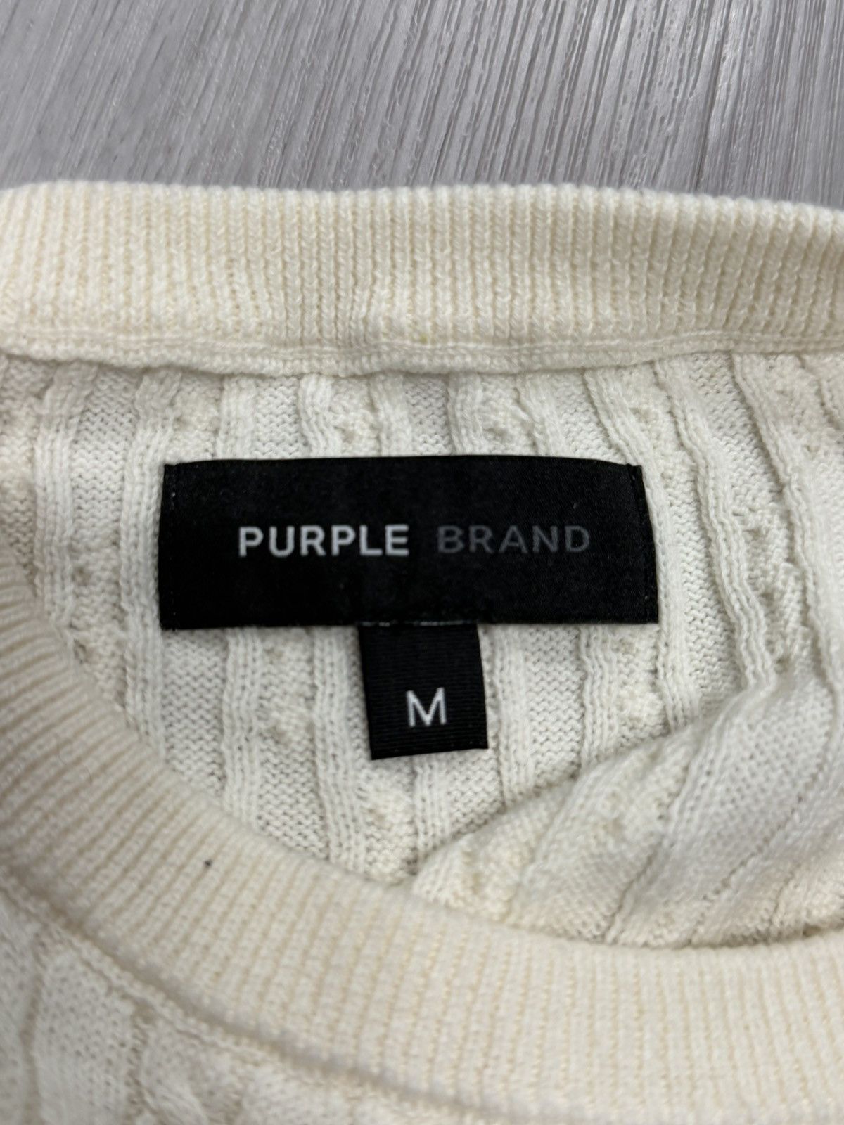 Purple Brand Purple Brand Cable Crewneck Sweater Whisper White Size US M / EU 48-50 / 2 - 2 Thumbnail