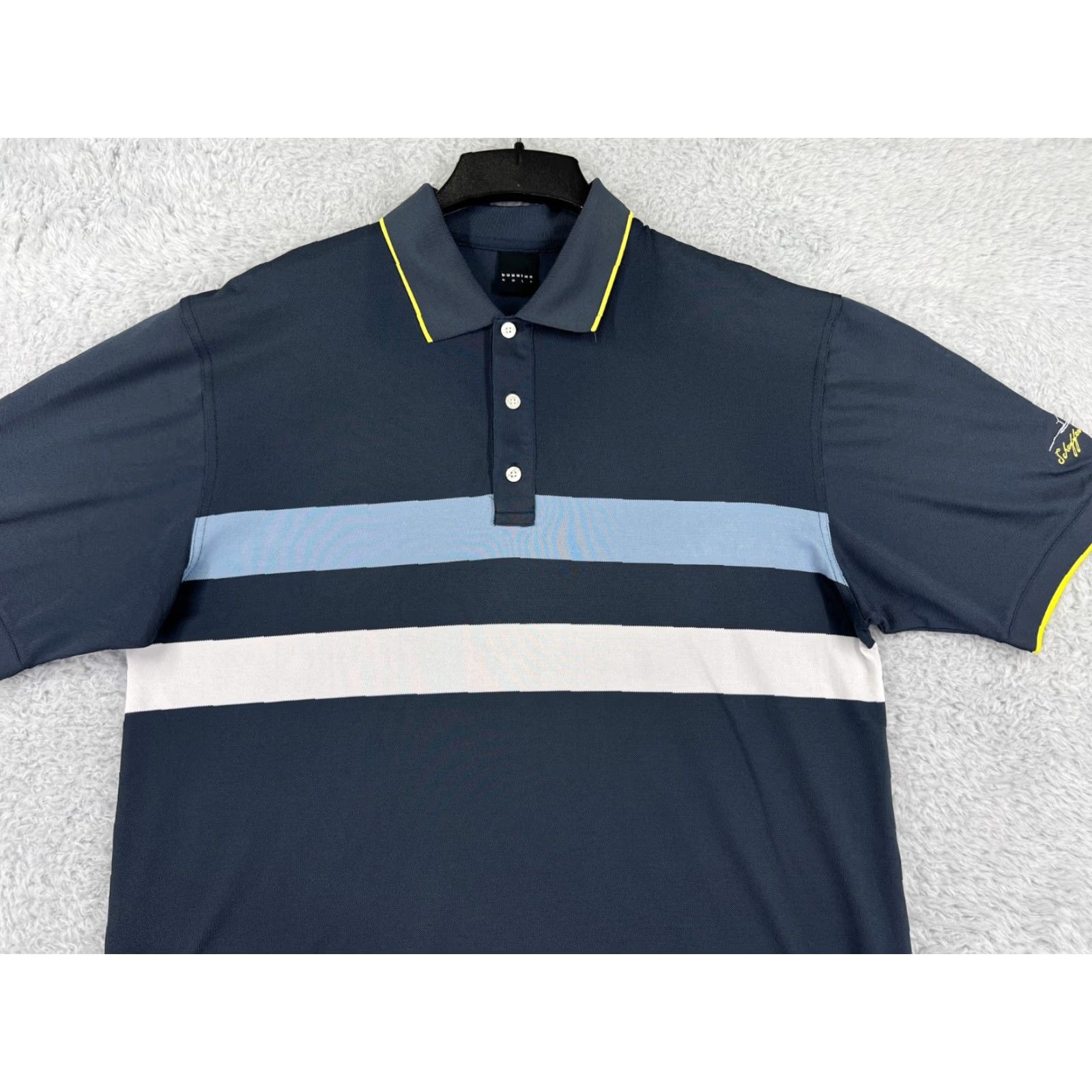 Vintage Dunning Polo Shirt Mens XL Striped Blue Lightweight Golf Volleyball Outdoor Sports Shirt Size US XL / EU 56 / 4 - 4 Thumbnail