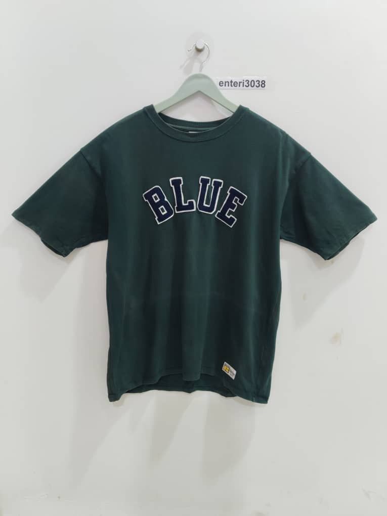 Vintage Vintage BLUE ON GREEN SHIRT Vintage 80s Russell Athletics Size US L / EU 52-54 / 3 - 1 Thumbnail