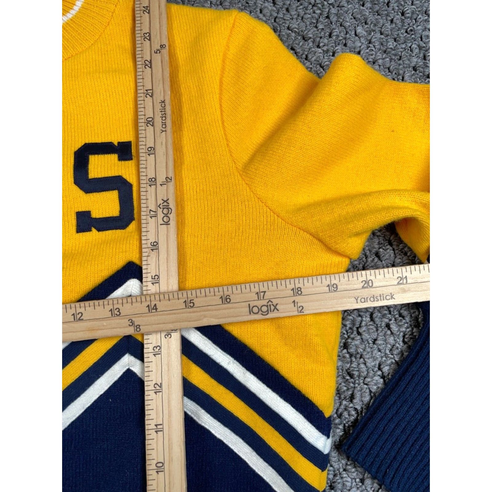 Vintage VINTAGE Varsity Sweater Shirt Women M Blue 80s 90s Preppy Retro Embroidered Knit Mock Neck Long Sleeve Pullover Casual USA Tag Size M / US 6-8 / IT 42-44 - 6 Thumbnail