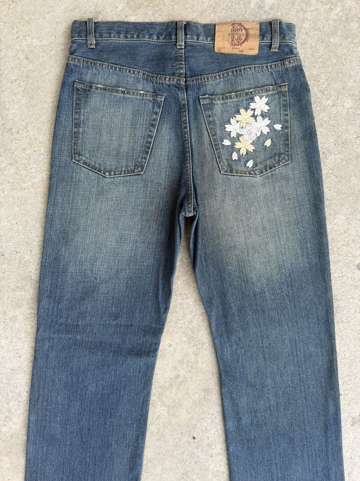 Karakuri Tamashii Japanese Karakuri Tamashi Embroidered Flower Distressed Size US 33 - 8 Thumbnail
