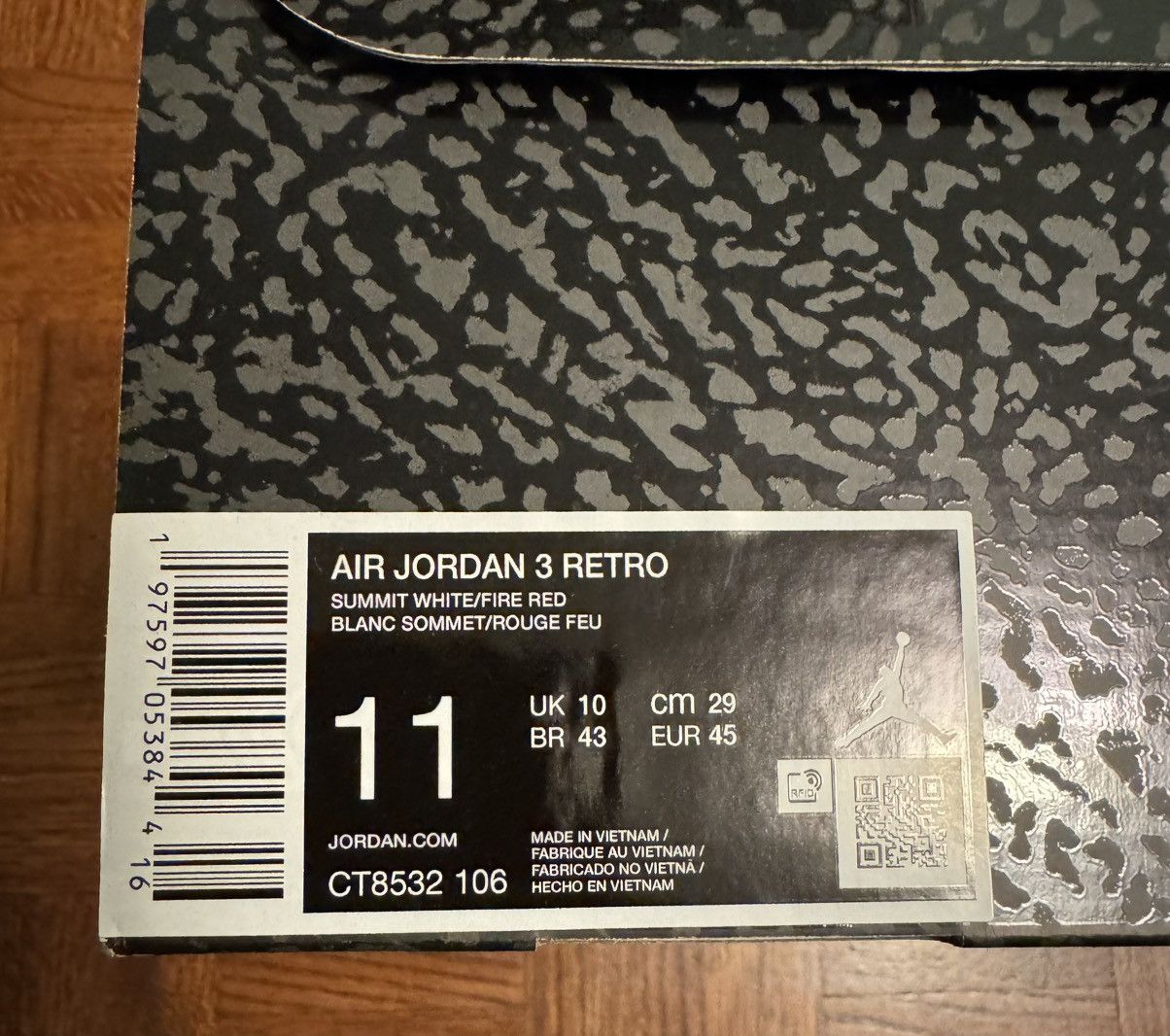 Jordan Brand Jordan 3 Summit White Fire Red Size US 11 / EU 44 - 7 Thumbnail