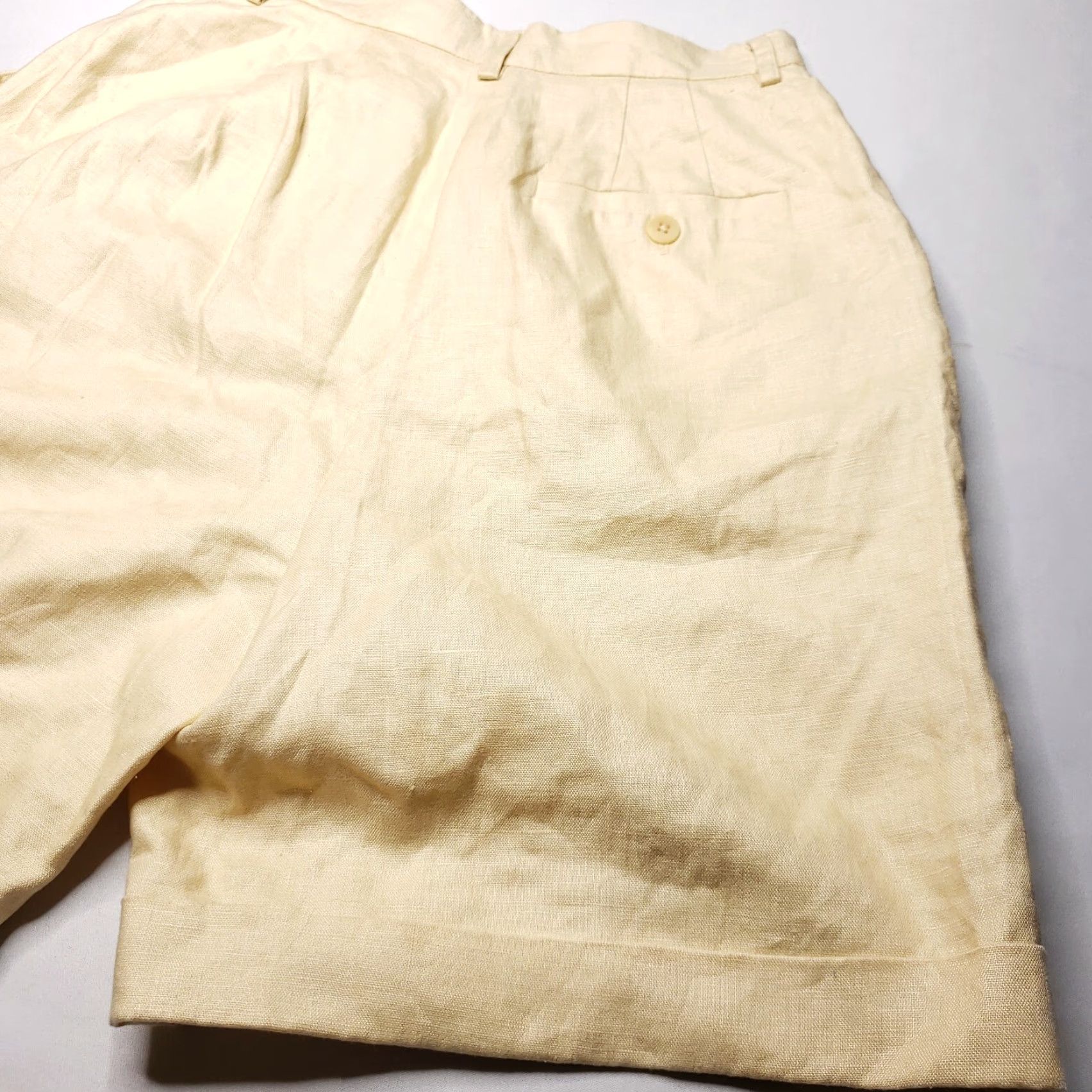 Vintage VINTAGE Classiques Entier Dressy Shorts Women Yellow 100% Linen Size 10 Inseam 7" Pleated Pockets High Rise N/A Regular Size 32" / US 10 / IT 46 - 6 Thumbnail
