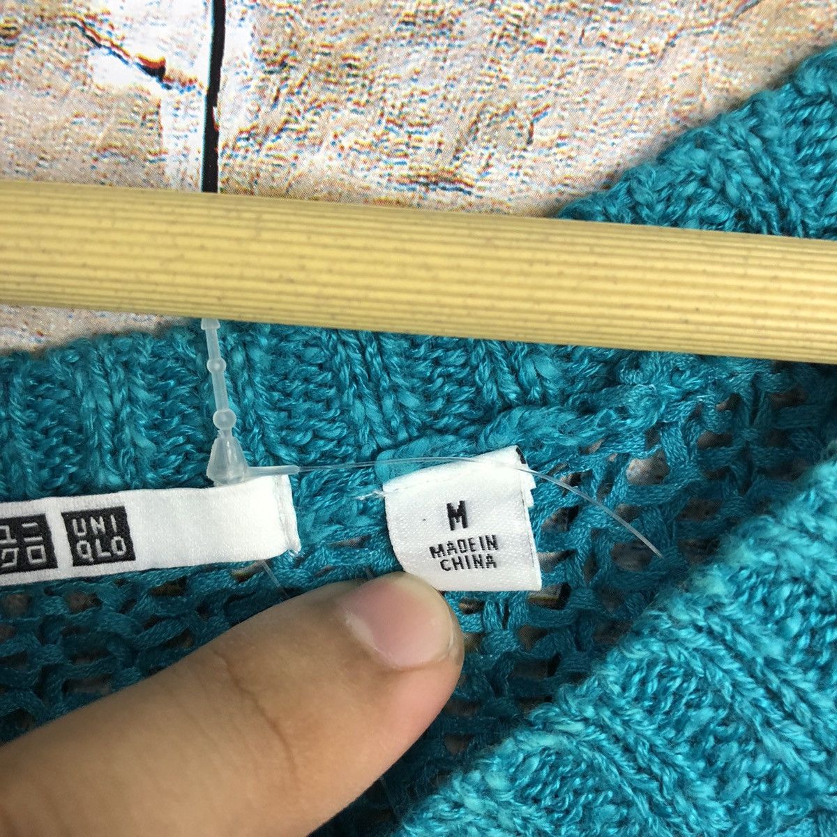Uniqlo Blue crochet mesh net sleeveless Knitwear #A789