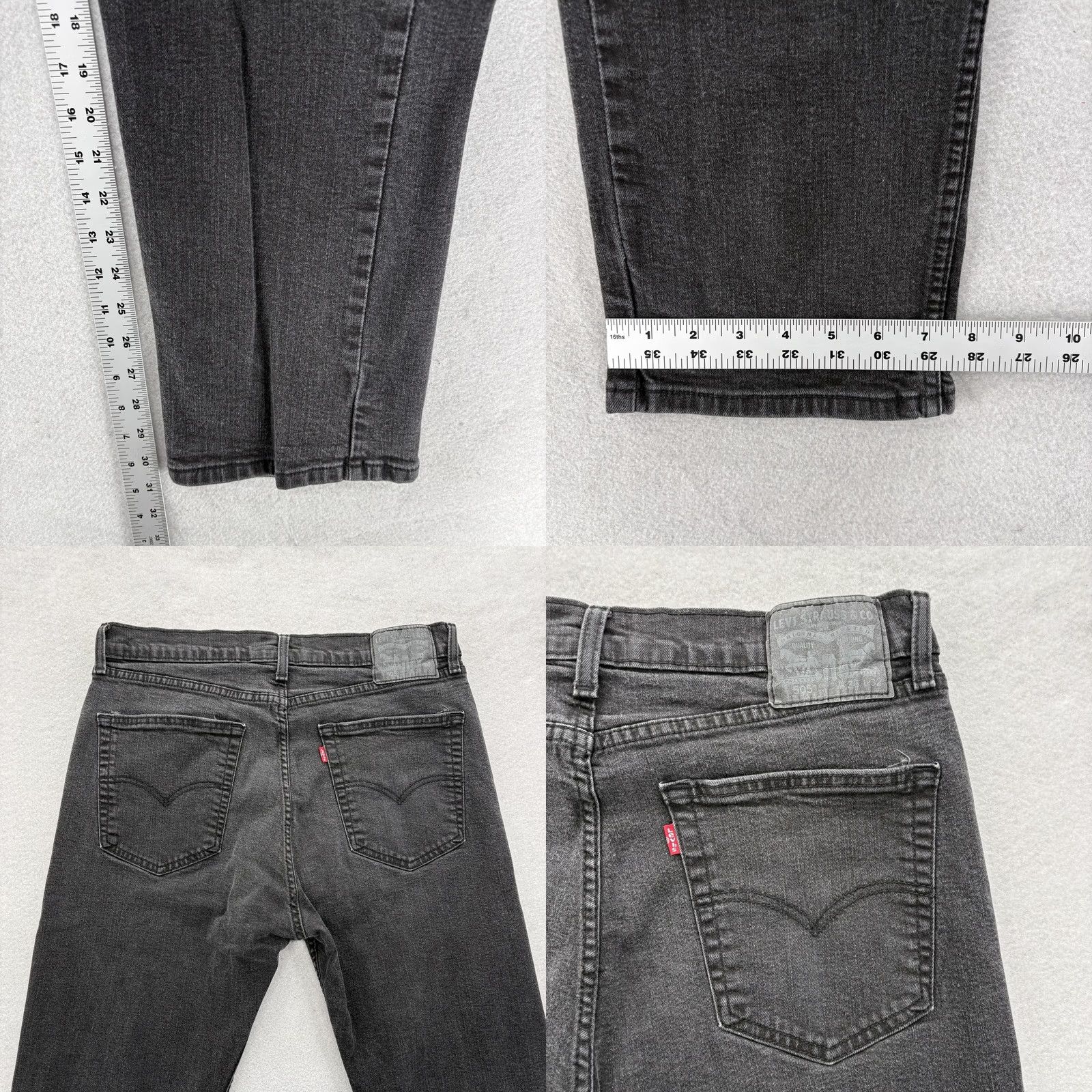 Levi's Levis 505 Jeans Mens 36x32 Gray Dark Wash Regular Straight Stretch Denim Pants Size US 36 / EU 52 - 8 Thumbnail