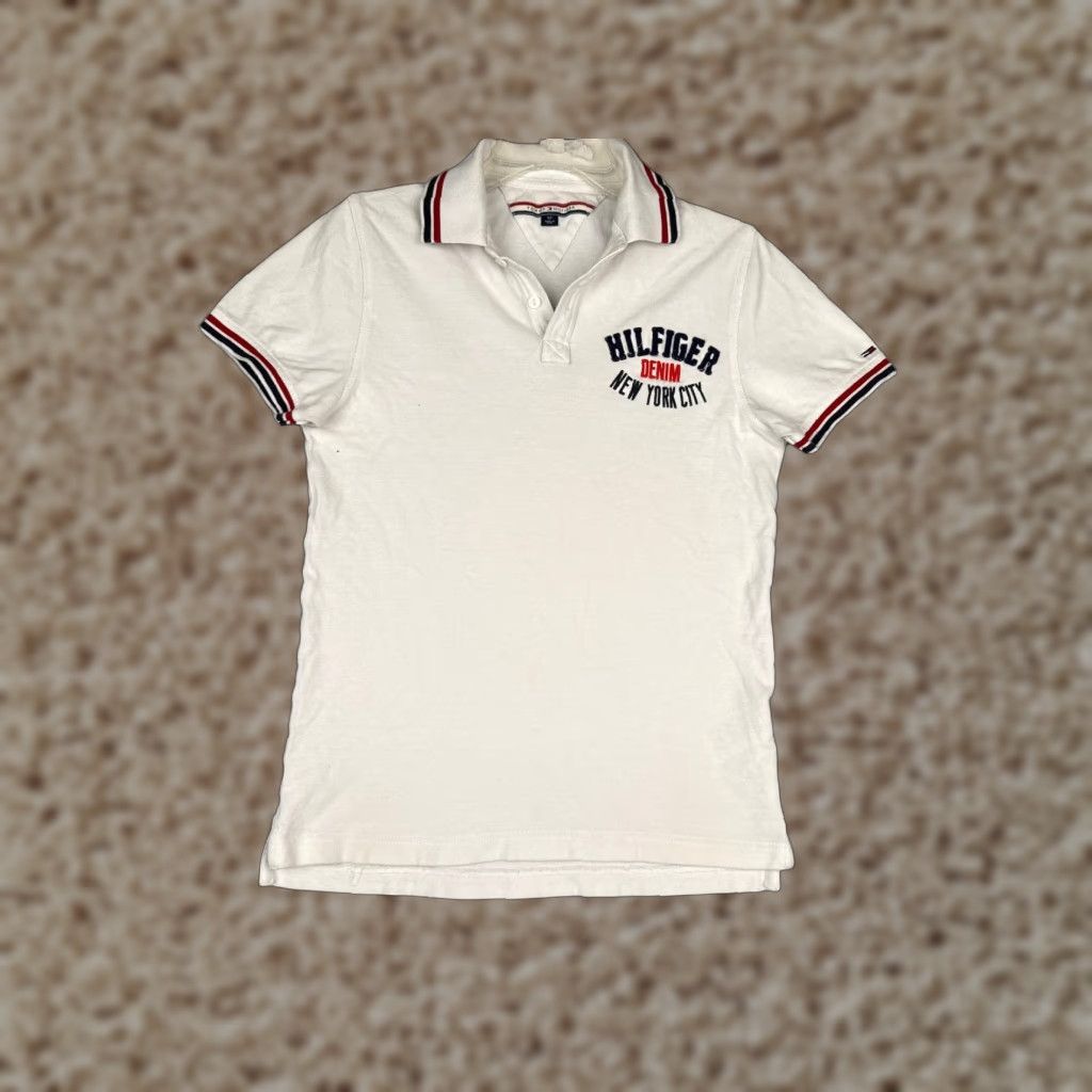 Tommy Hilfiger Tommy Hilfiger Polo Shirt Women Small White 100% Cotton Denim New York City Size S / US 4 / IT 40 - 1 Thumbnail
