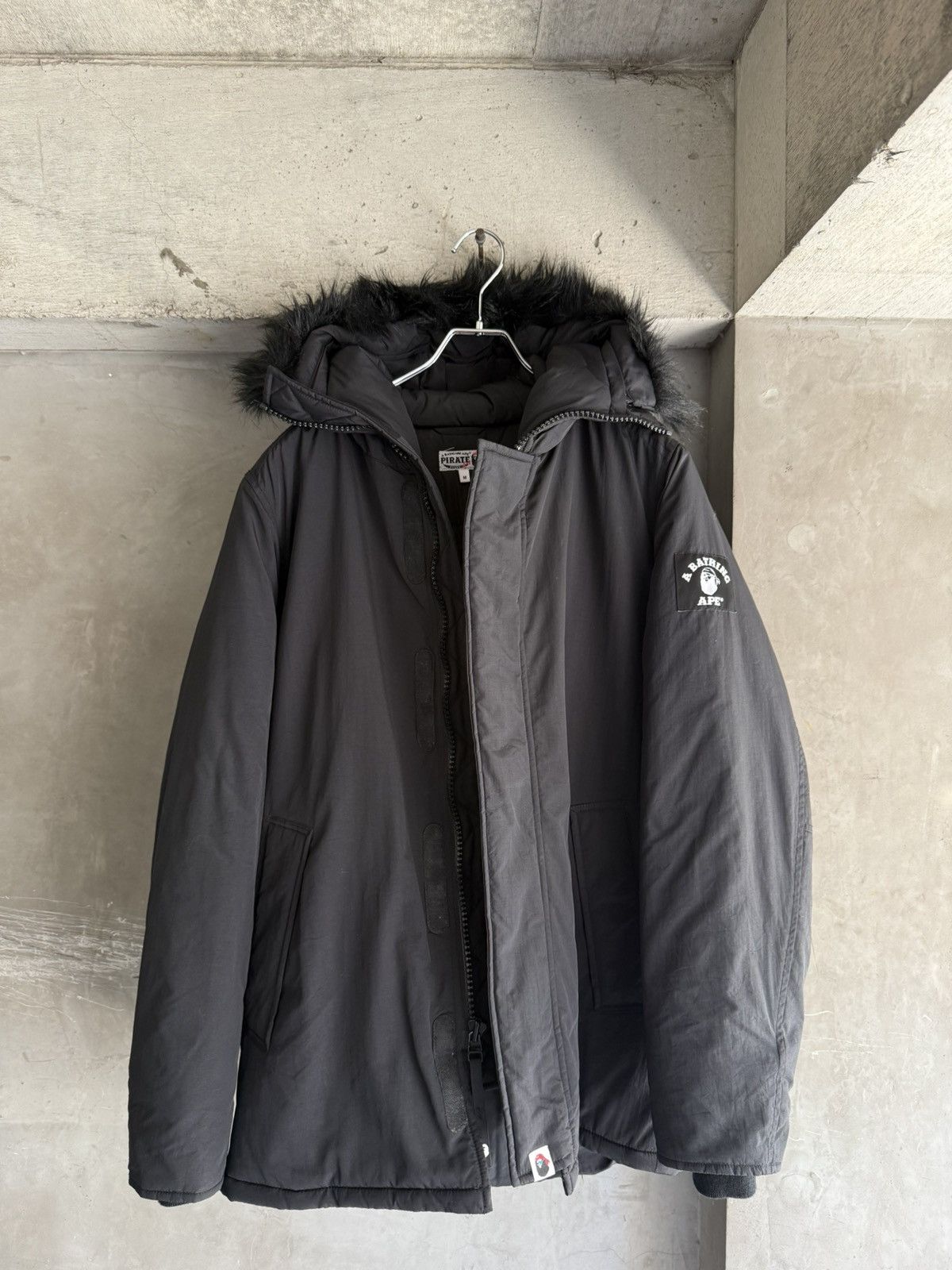 Bape A BATHING APE BLack Fur Hooded Down Jacket Size US M / EU 48-50 / 2 - 2 Thumbnail