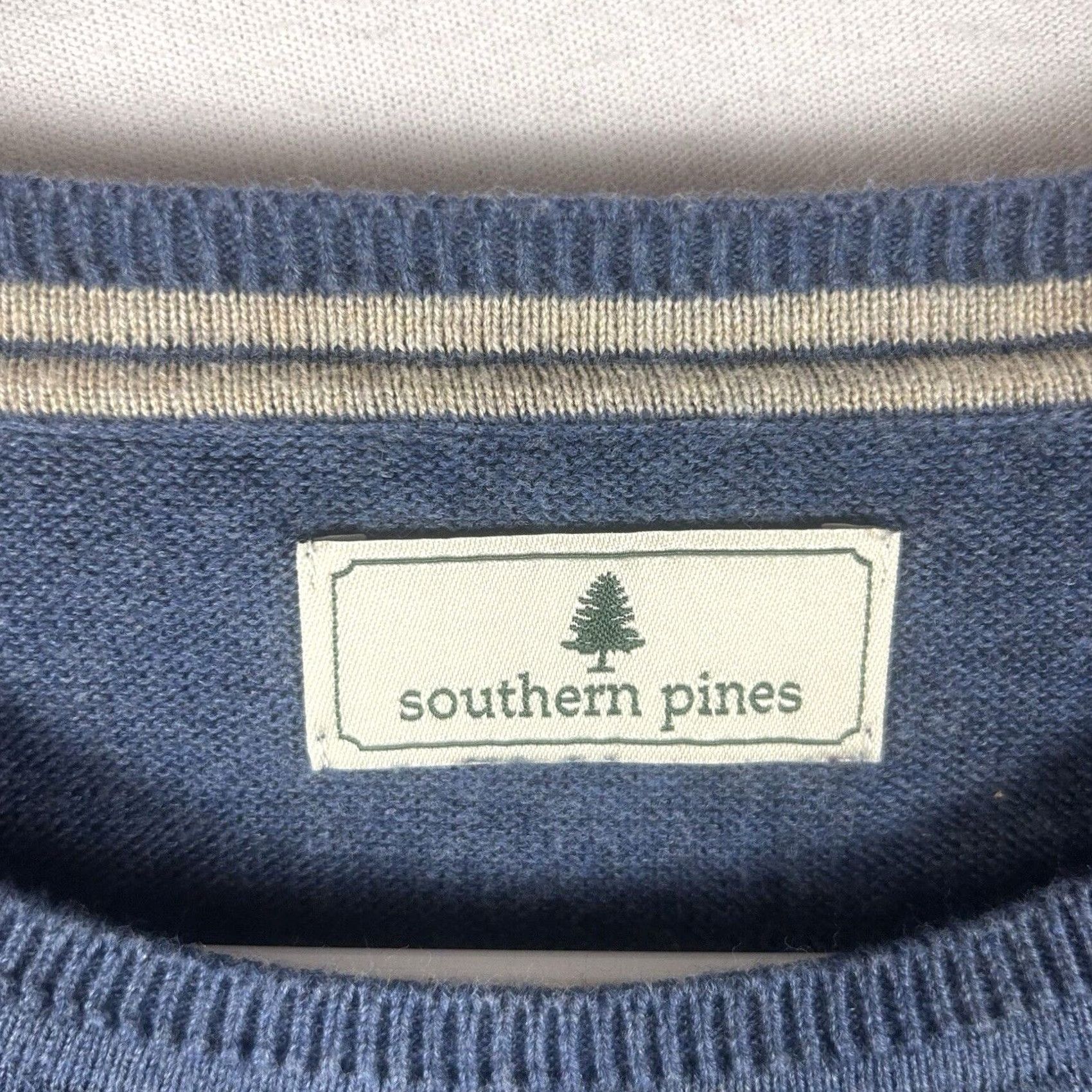 Vintage Southern Pines Golf Sweater Mens XL Blue Long Sleeve Pullover Crew Neck Casual Knit Cotton 100% All Seasons Size US XL / EU 56 / 4 - 3 Thumbnail