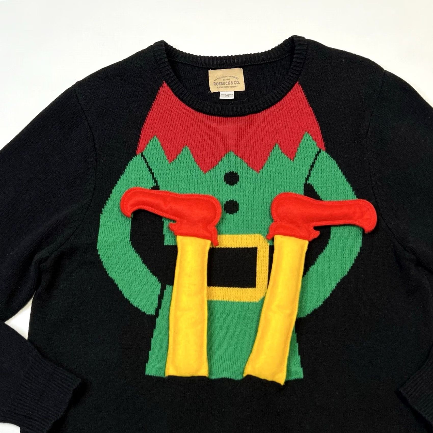 Sears Vtg Sears Elf Christmas Sweater Womens Sz Large Ugly Holiday Party Moveable Legs Size L / US 10 / IT 46 - 3 Thumbnail