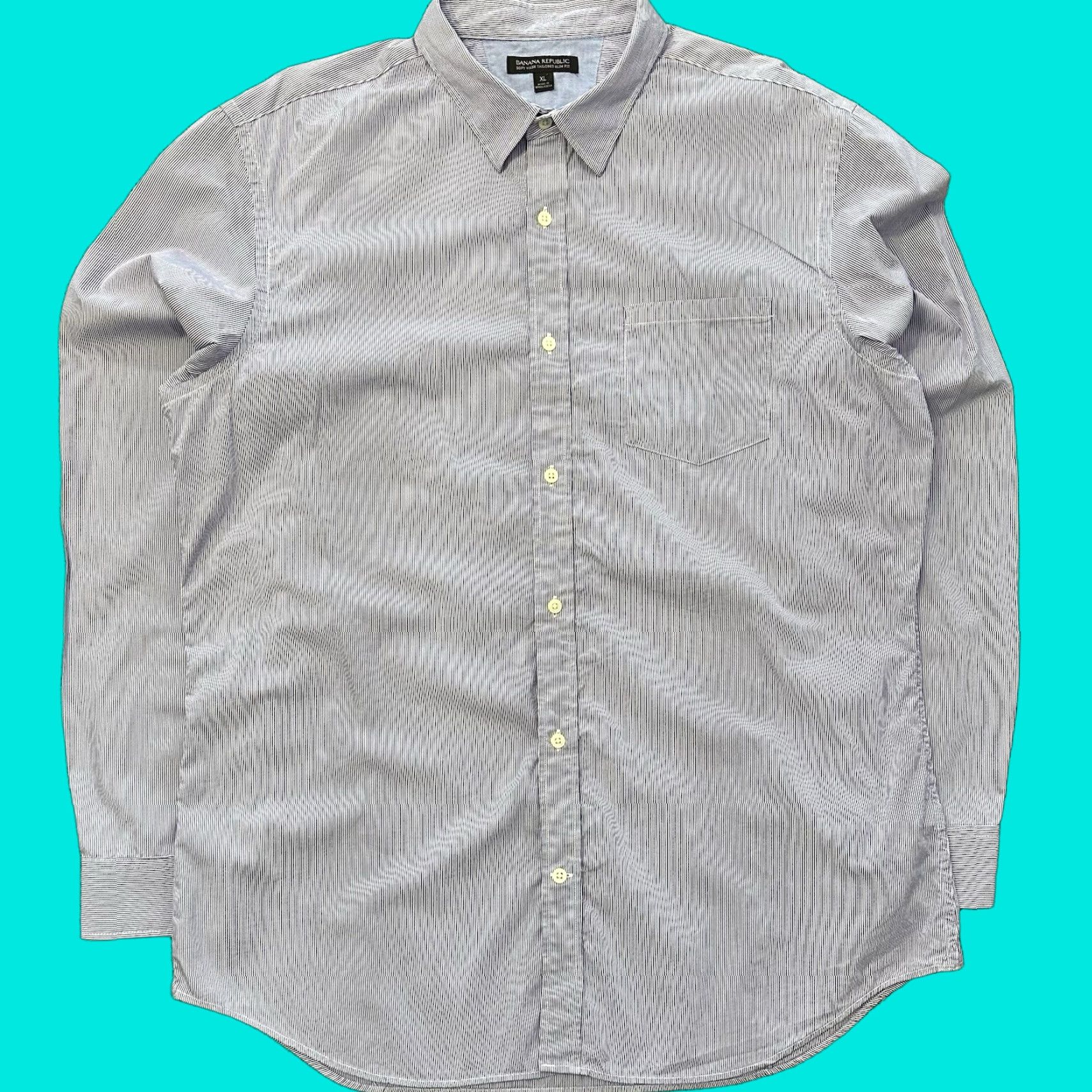 Banana Republic Banana Republic Button-Up Shirt Mens XL Striped Purple Cotton Classic Fit Long Sleeve Button-Down Shirt Size US XL / EU 56 / 4 - 1 Thumbnail