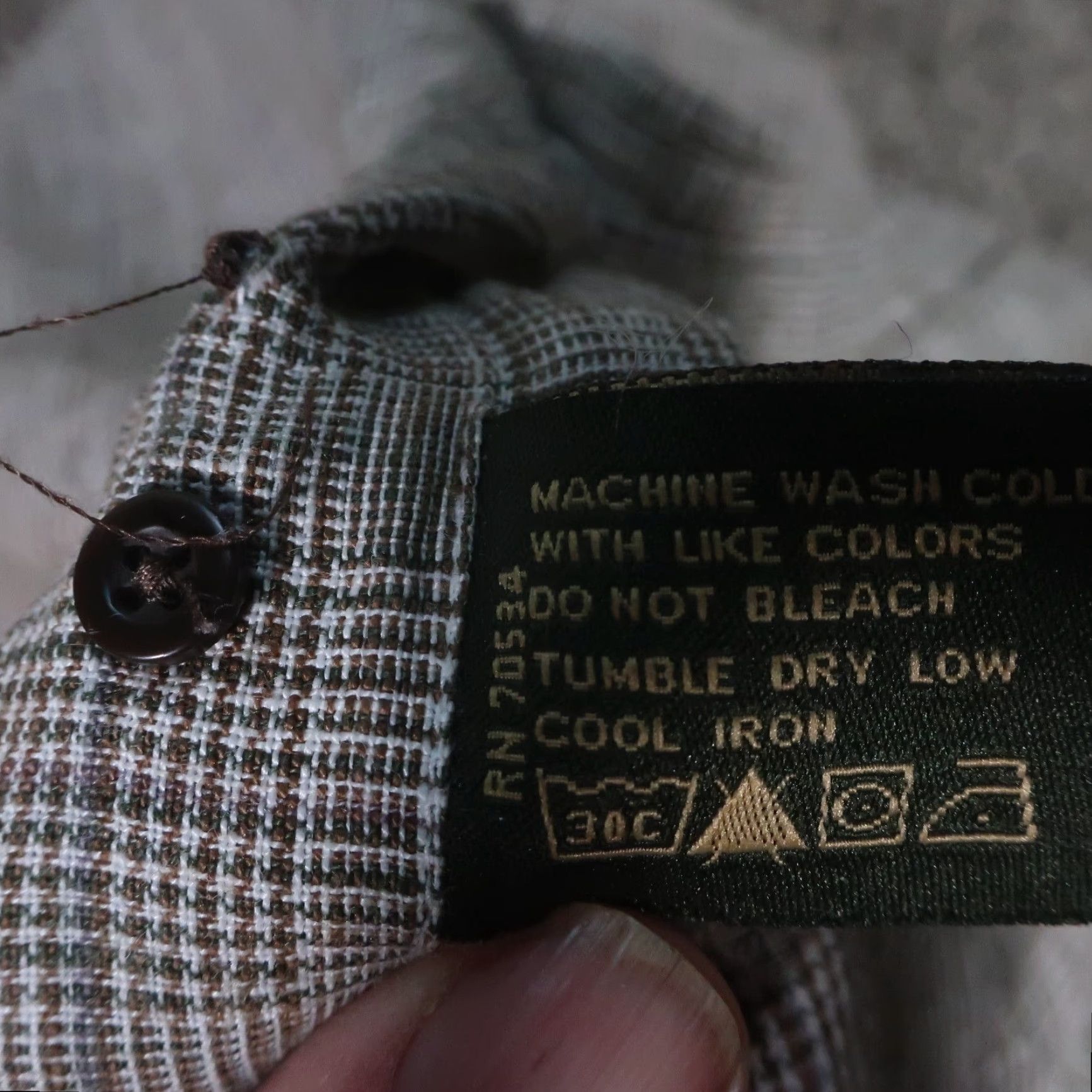 Orvis VINTAGE Orvis Linen Shirt Mens M Oversized Brown Houndstooth Button Up Distressed Size US M / EU 48-50 / 2 - 7 Thumbnail