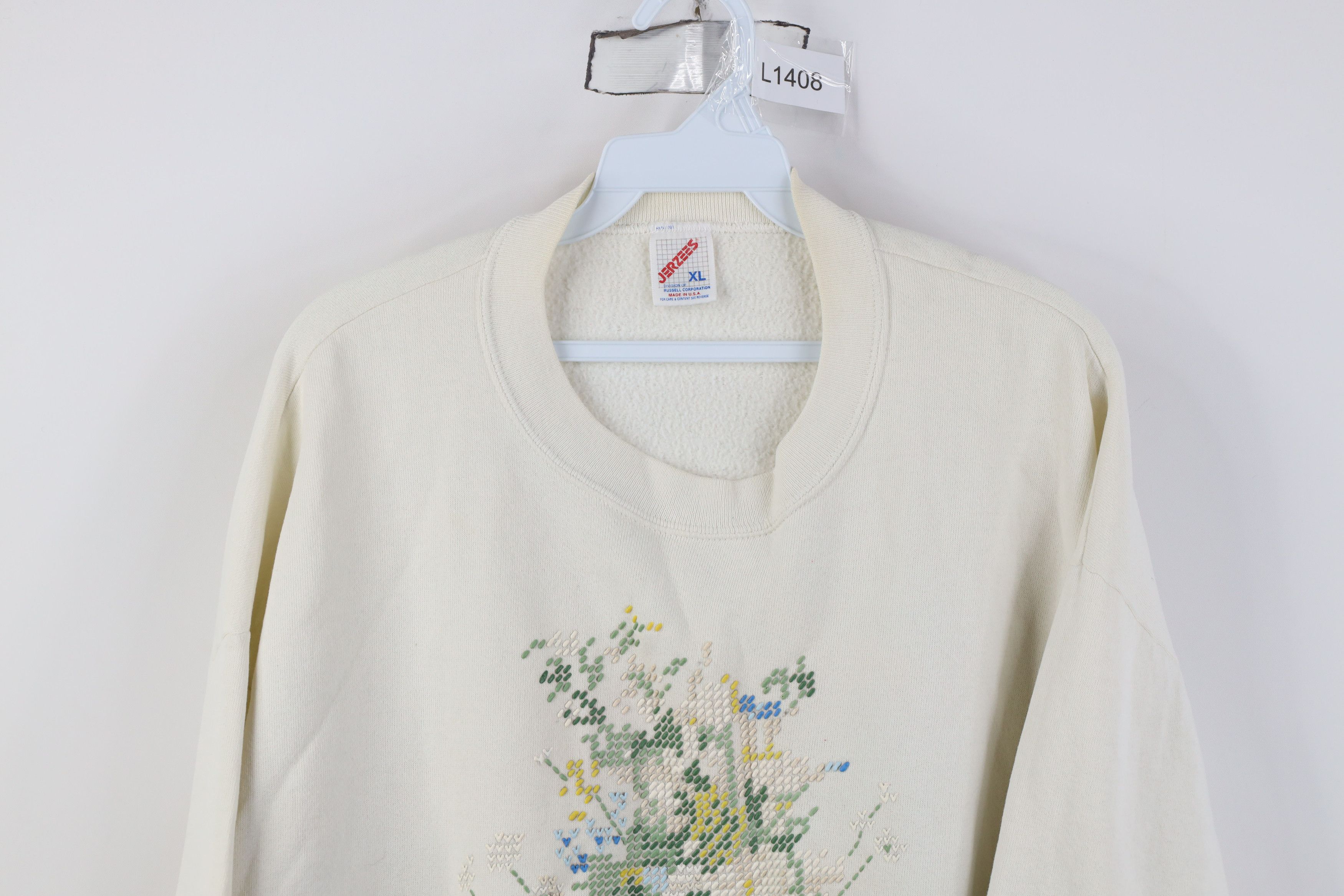 Vintage Vintage 90s Streetwear Paint Renoir Flower Sweatshirt USA Size XL / US 12-14 / IT 48-50 - 2 Thumbnail