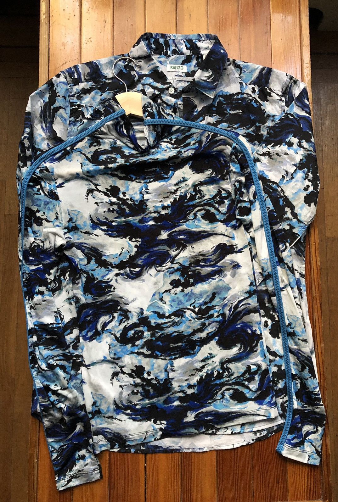 image of Kenzo World Clouds Print Shirt Set in Blue, Men's (Size Large)