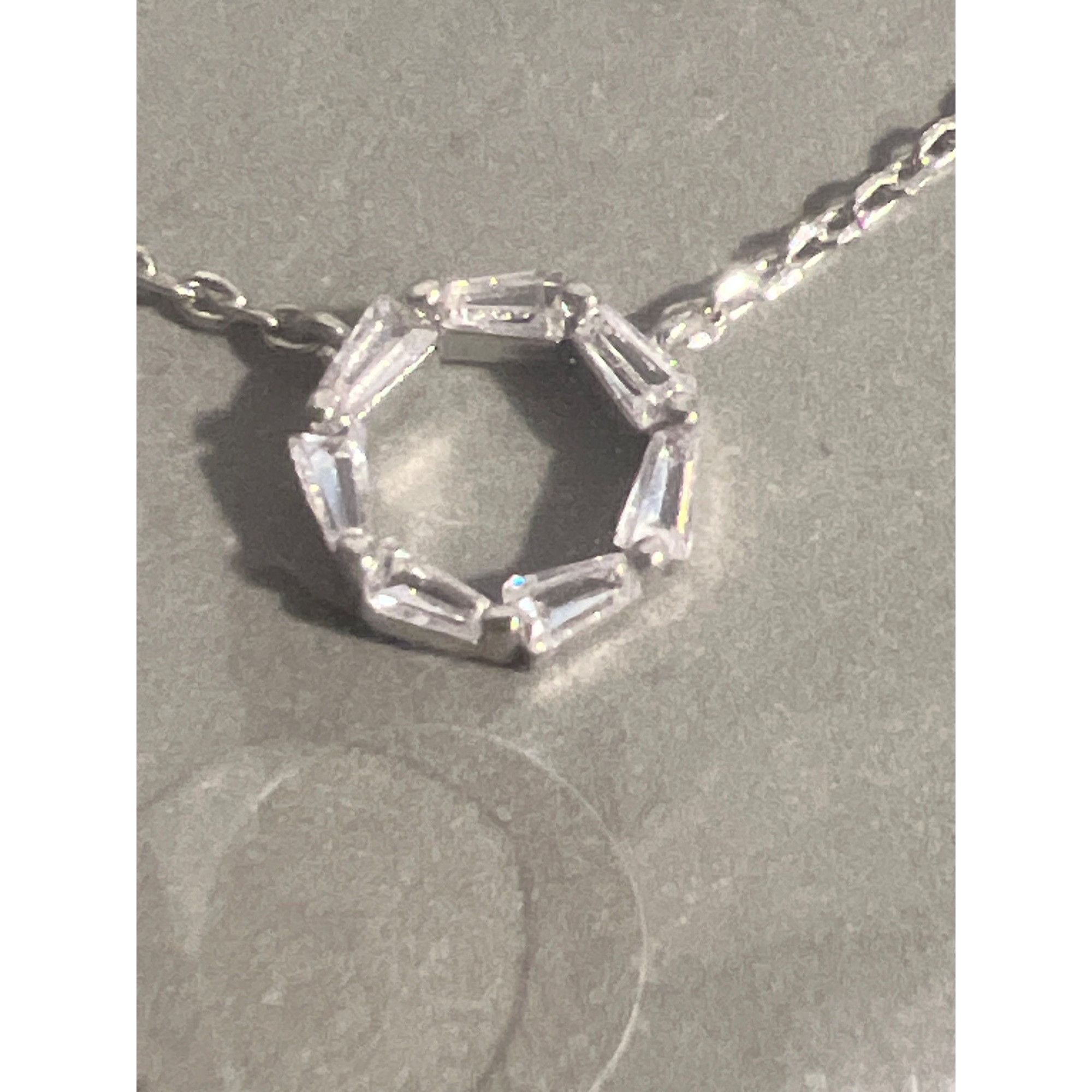 Other AVEC Brass Silver Tone O Initial Necklace Clear Rhinestones Size ONE SIZE - 2 Thumbnail
