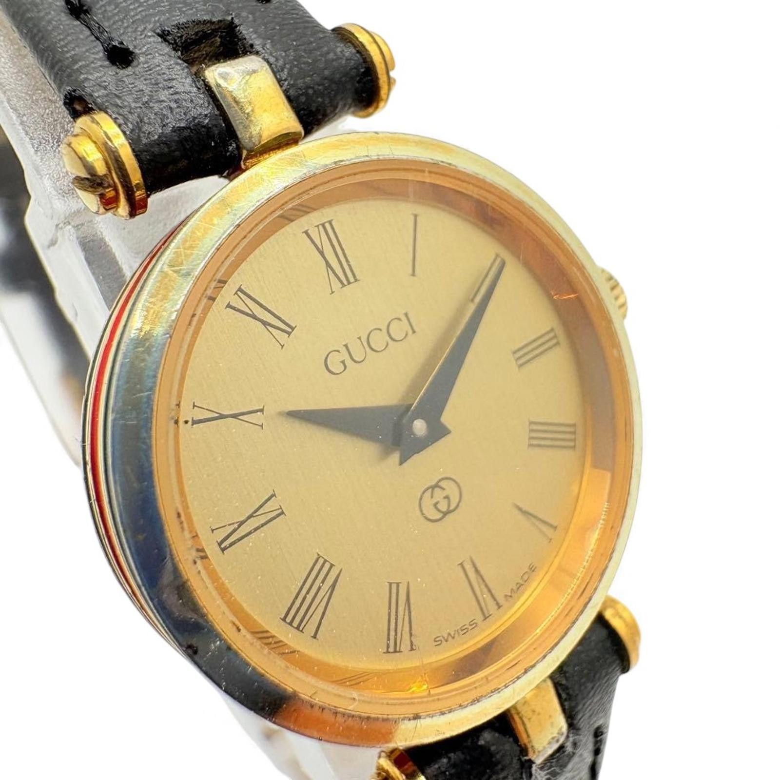Gucci Gucci - Women Vintage Leather Strap Watch with Gold Size ONE SIZE - 6 Thumbnail