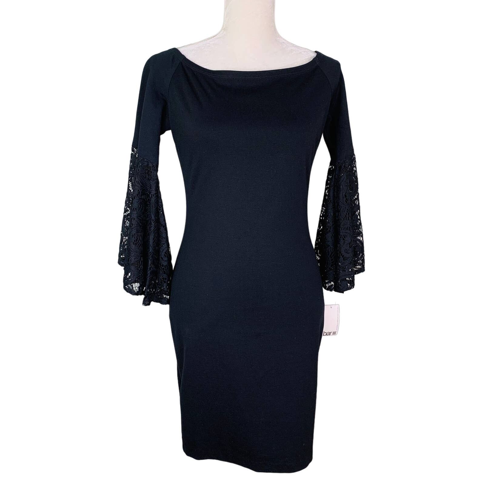 Bar III Bar III Dress M Anthracite Black Lace Bell Sleeves New Size M / US 6-8 / IT 42-44 - 2 Thumbnail