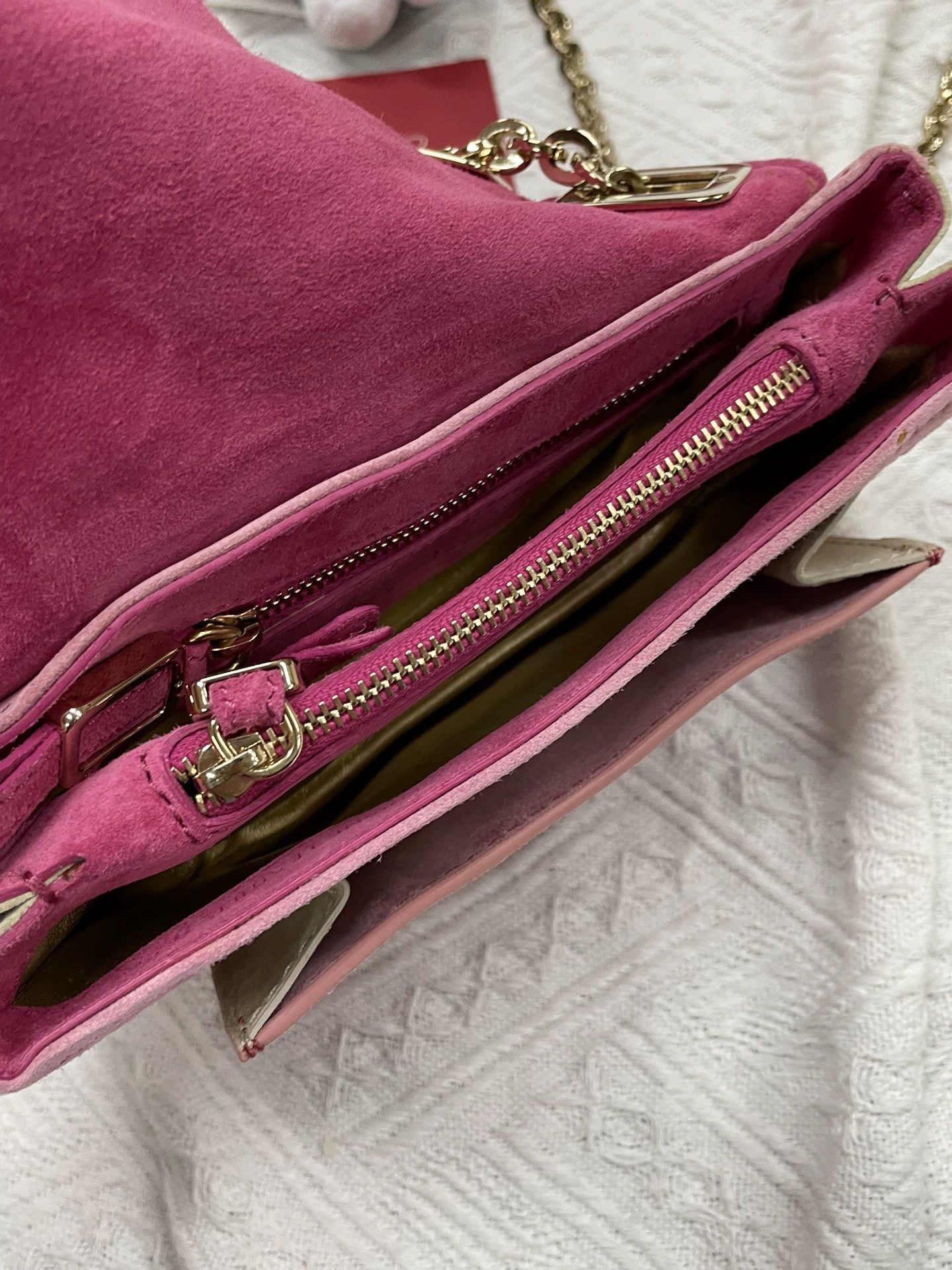 Roger Vivier Roger Vivier Pink Suede Chain Armpit Bag Size ONE SIZE - 4 Thumbnail
