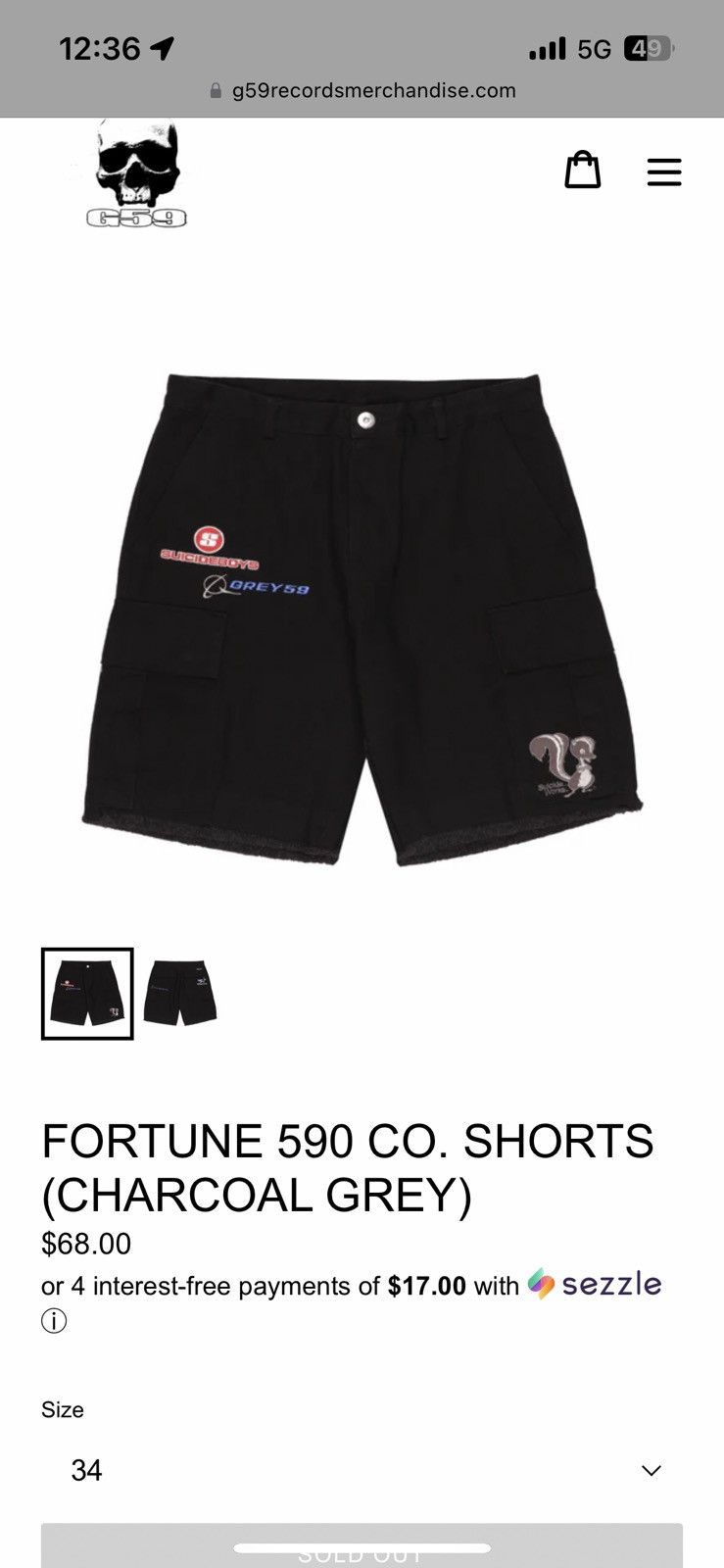 Deals G59 5/9 Day Sweatshorts $uicideboy$