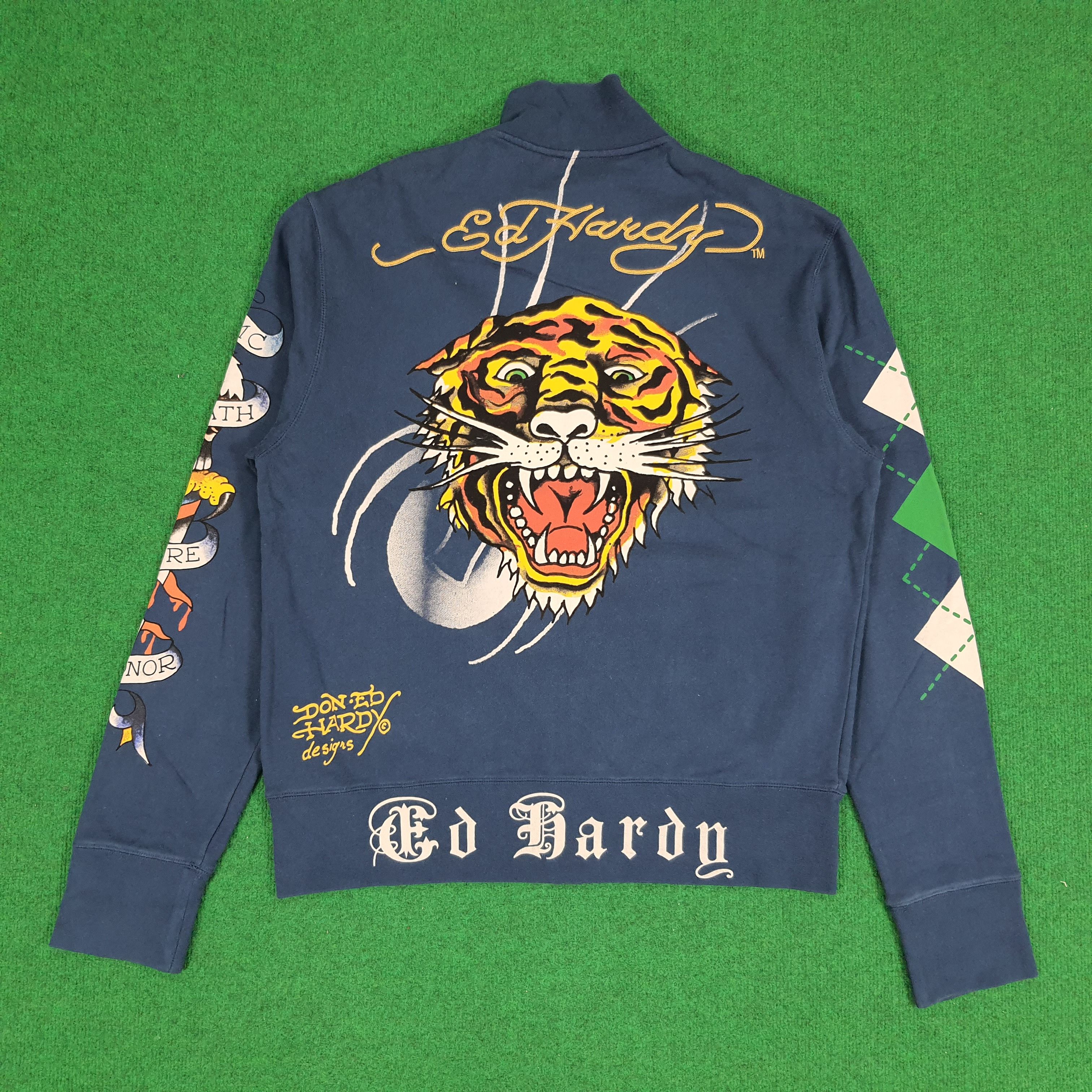 Christian Audigier × Ed Hardy × Vintage Vintage Ed Hardy by Christian Audigier Fullprint Sweatshirt Size US L / EU 52-54 / 3 - 1 Thumbnail