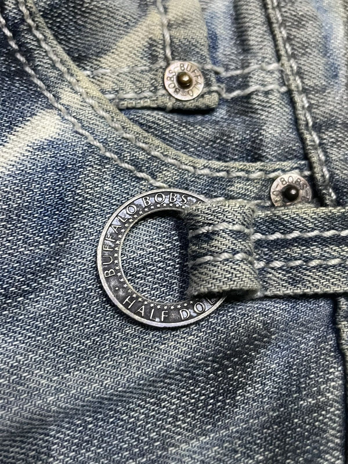 BUFFALO BOBS Buffalo Bobs Claw Mark Oil Spiral Curved Seam Flare Jeans Size US 32 / EU 48 - 18 Thumbnail