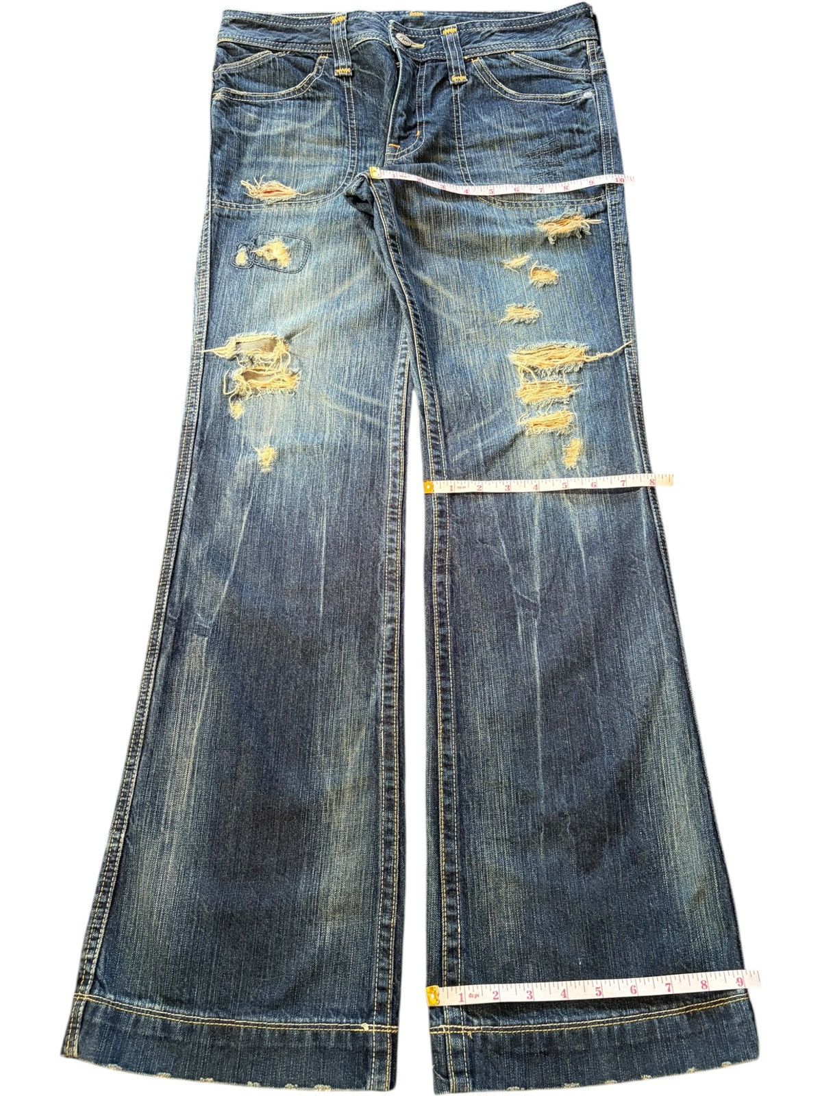 Hysteric Glamour Vintage Japanese Brand Rusty Wash Distress Flare Jeans Size 31" - 8 Thumbnail