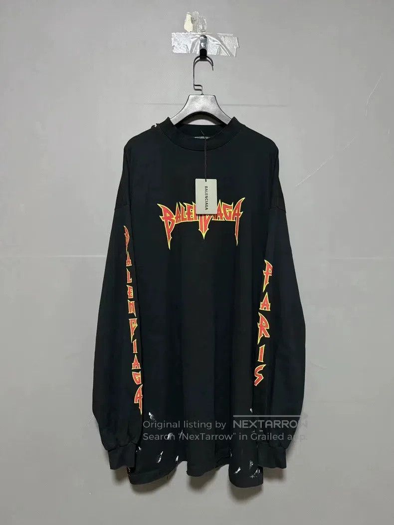 Balenciaga Distressed rock logo long-sleeved sweatshirt