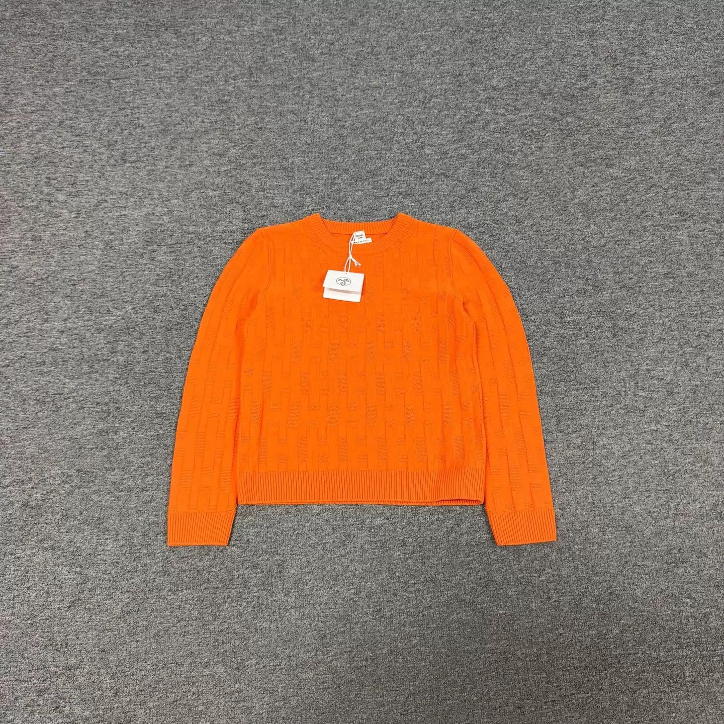 Hermes Hermes Orange H Jacquard Crew Neck 100% Wool Knit Sweater Size XS / US 0-2 / IT 36-38 - 1 Thumbnail