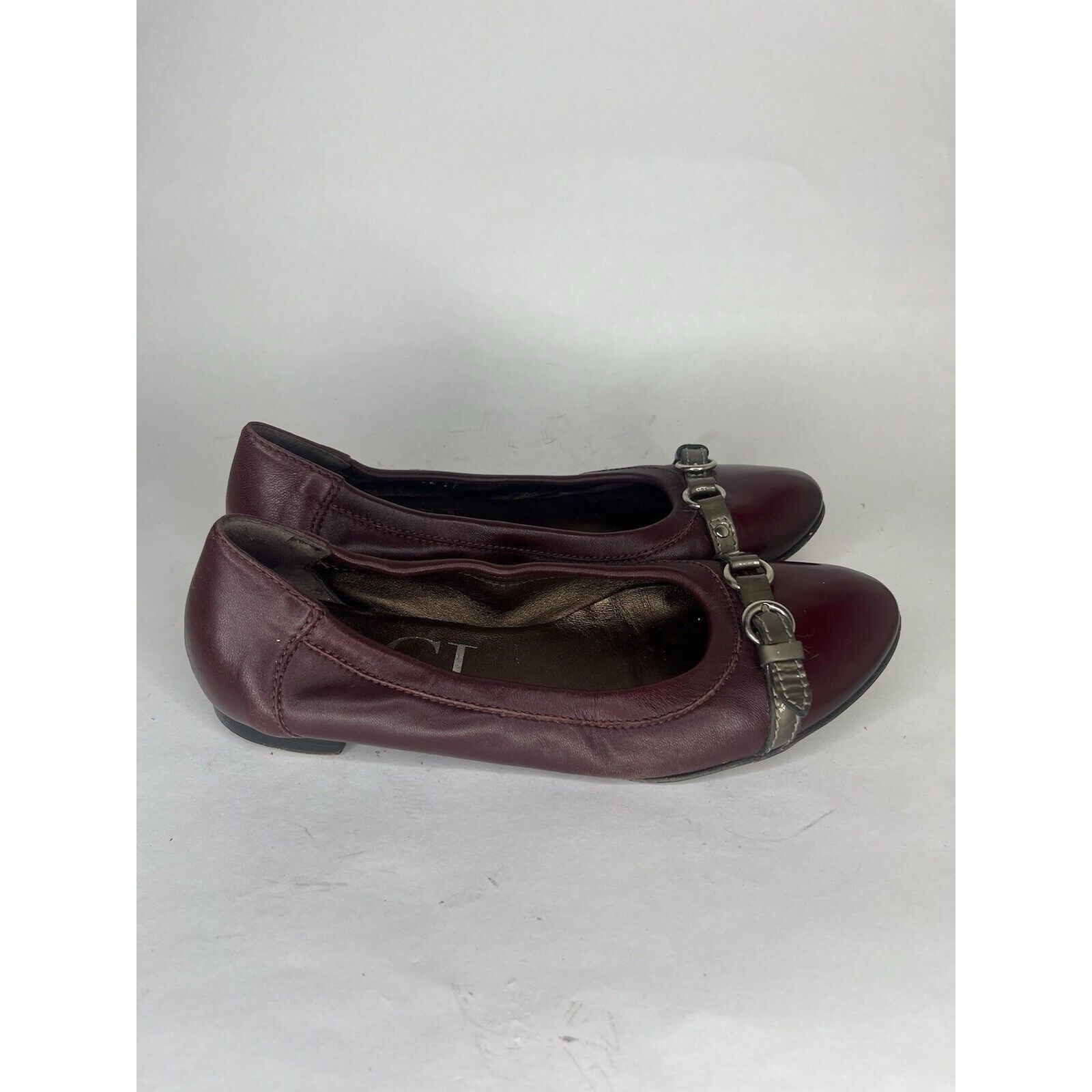 Other AGL Burgundy Leather Cap Toe Buckle Ballet Flats Shoes Women Size US 6.5 / IT 36.5 - 11 Thumbnail