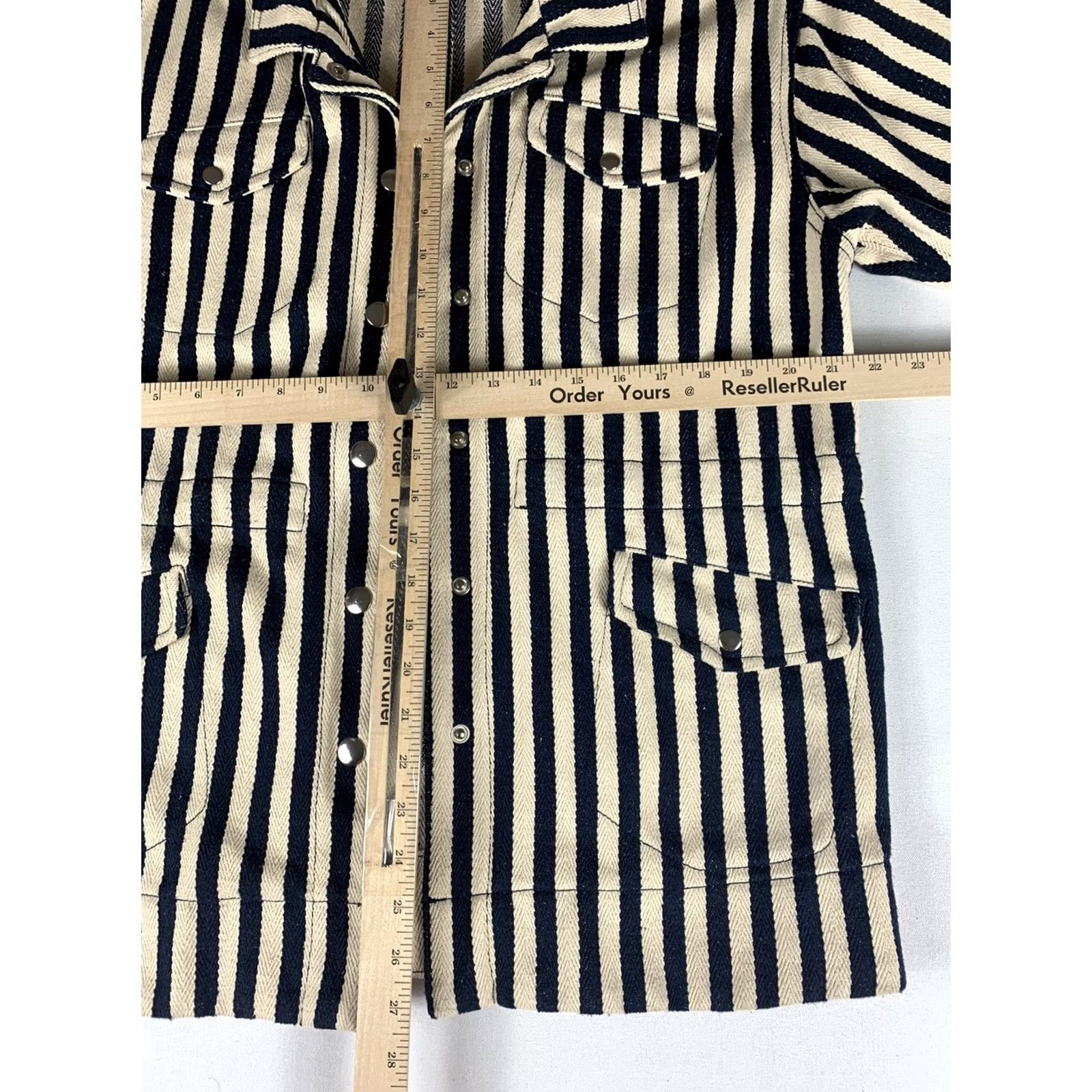 Urban Outfitters urban outfitters Women Small heavy Blue White Stripes work shirt Jacket Size S / US 4 / IT 40 - 3 Thumbnail