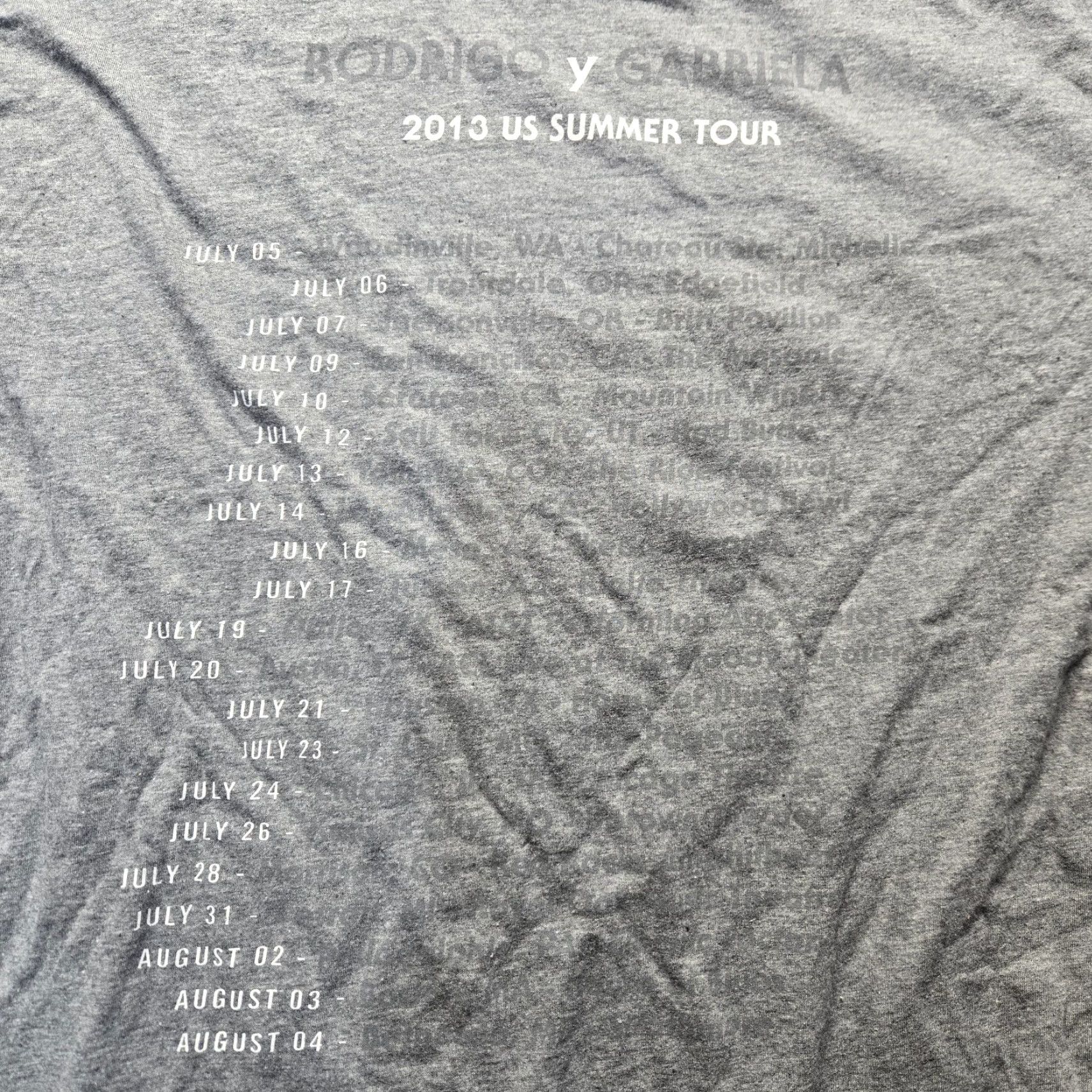 Vintage Men's 2XL Canvas T-Shirt Gray Rodrigo Y Gabriela 2013 US Summer Tour Shirt Adults XXL Size US XXL / EU 58 / 5 - 8 Thumbnail