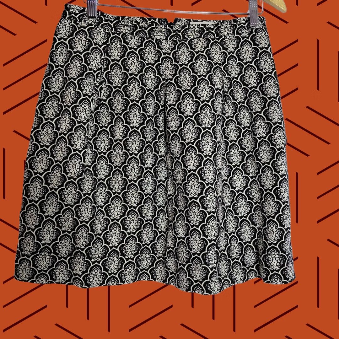 Loft LOFT Skirt Womens Size 6 Black White Linen Blend Geometric Lightweight Size 28" / US 6 / IT 42 - 1 Thumbnail