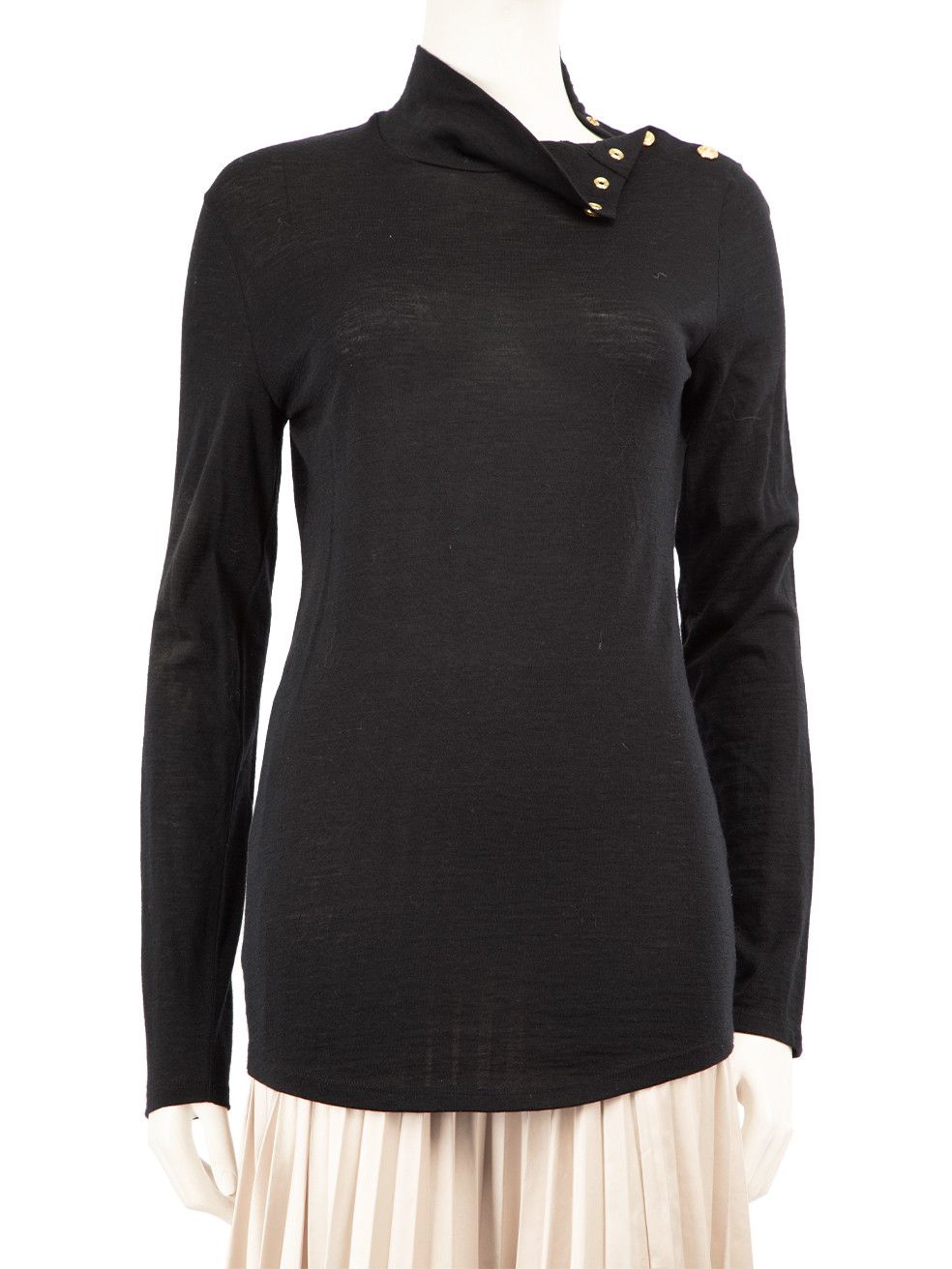 Balmain Black Button Detail Turtleneck Jumper Size M / US 6-8 / IT 42-44 - 1 Thumbnail