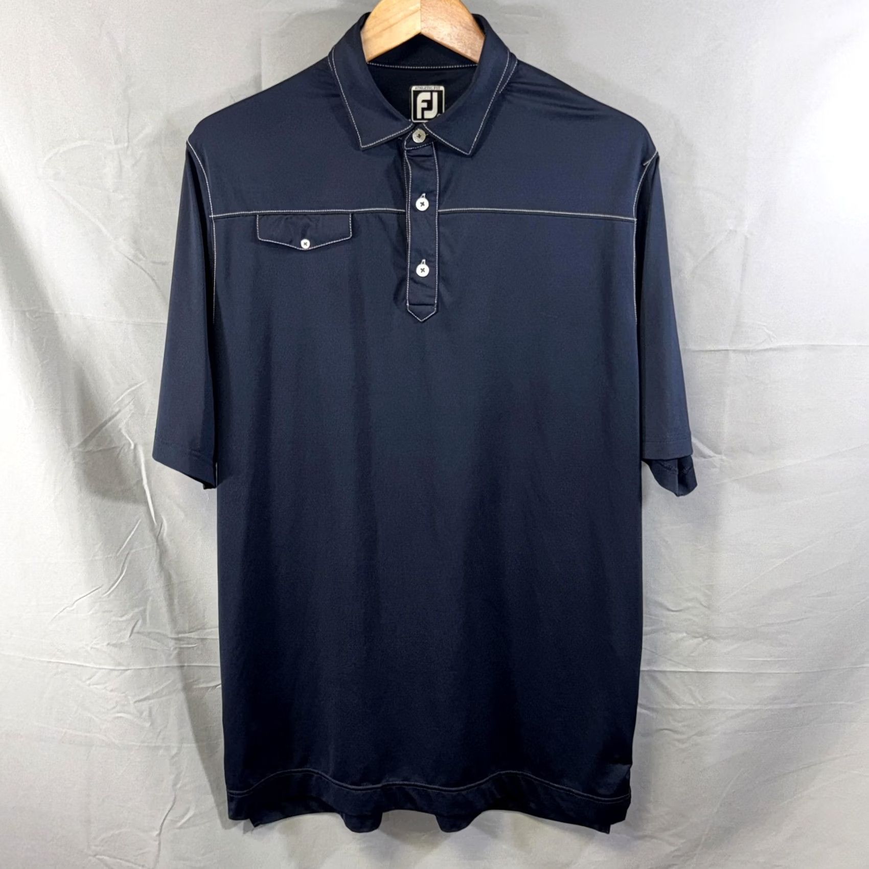 Footjoy FootJoy Polo Shirt Mens XL Navy Athletic Fit Stretch Golf Performance Pocket Size US XL / EU 56 / 4 - 2 Thumbnail