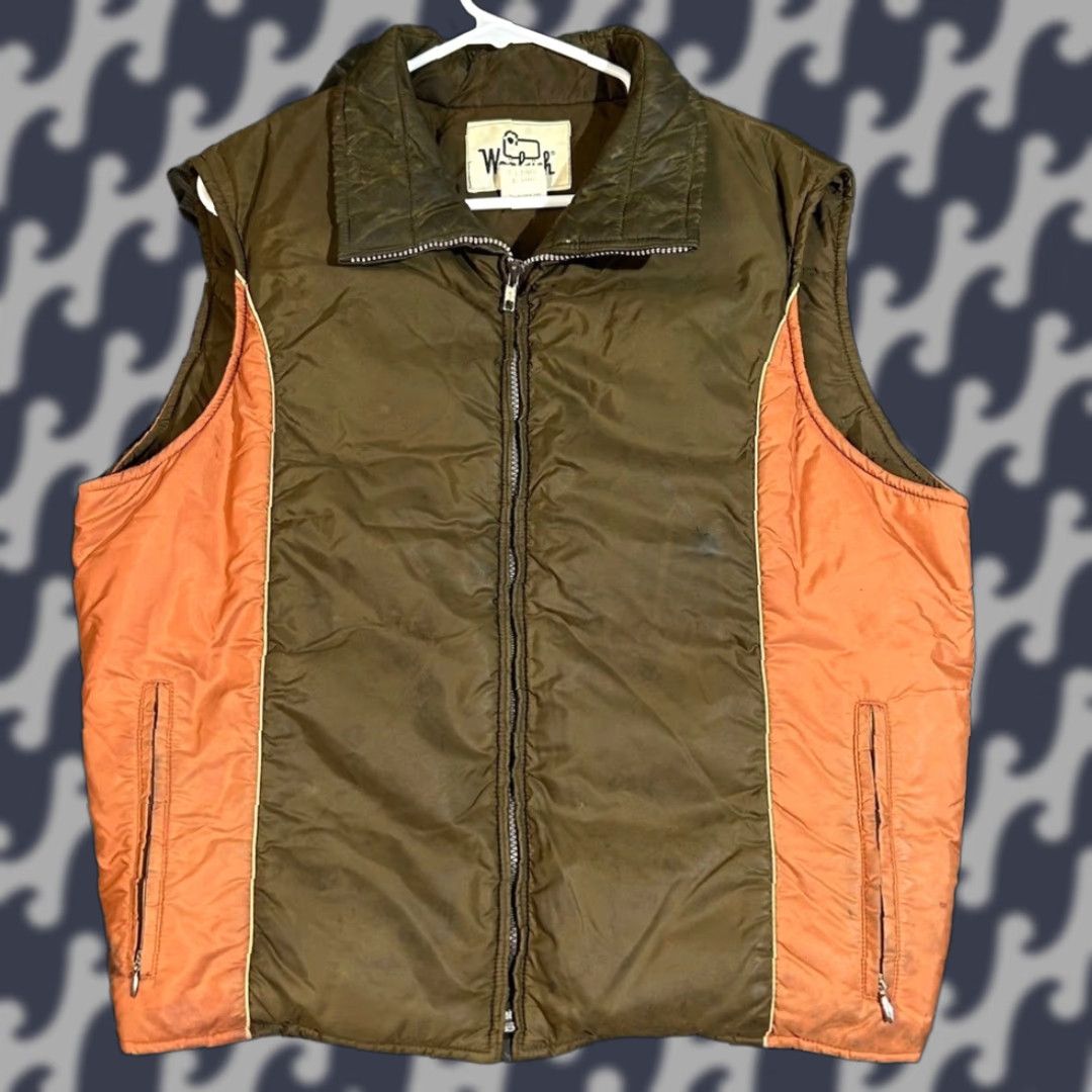 Vintage VINTAGE Woolrich Down Puffer Vest Brown Orange Reversible Nylon Zip Men's Large Vest Size US L / EU 52-54 / 3 - 1 Thumbnail