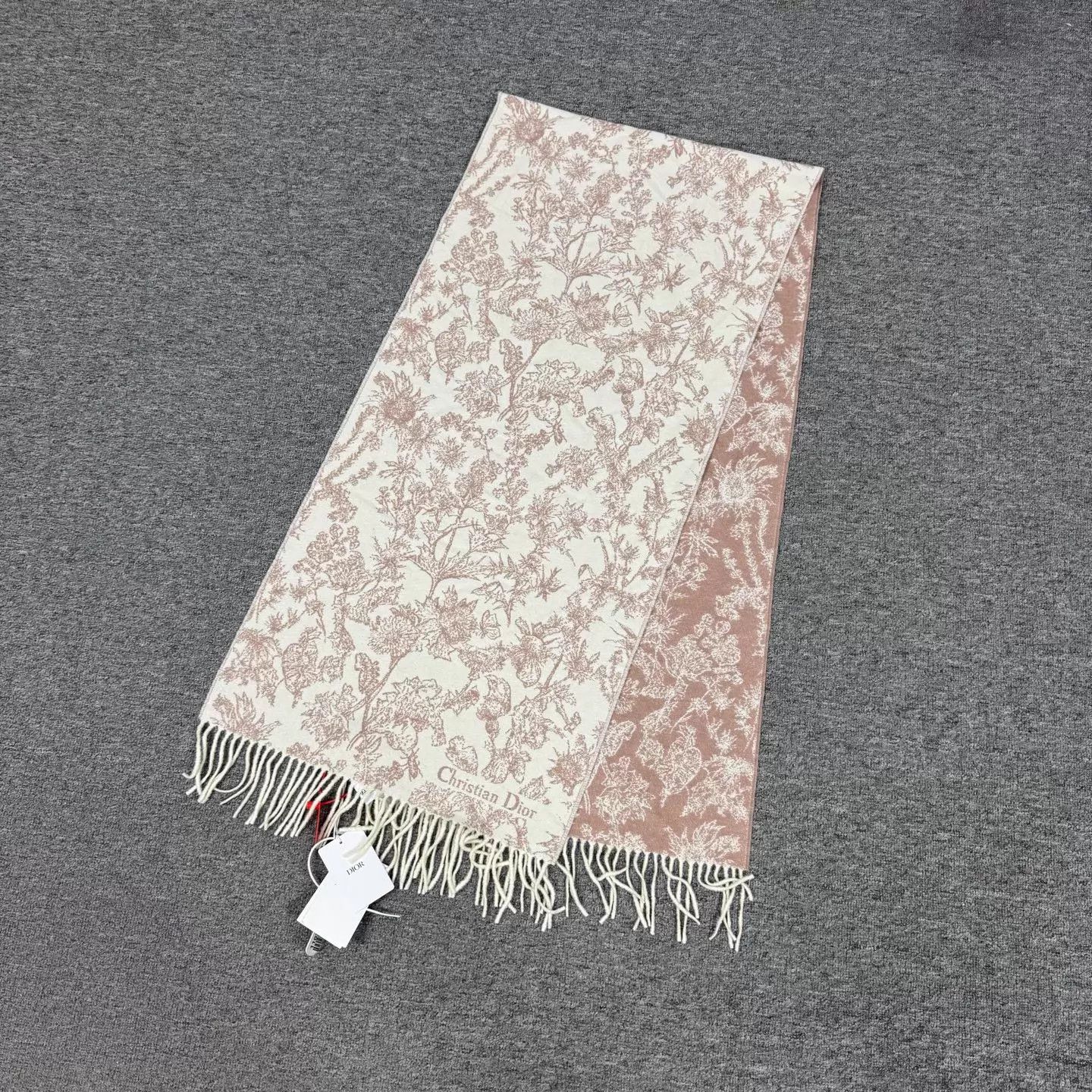 Dior Dior new floral jacquard double cashmere wool blend scarf Size ONE SIZE - 1 Thumbnail
