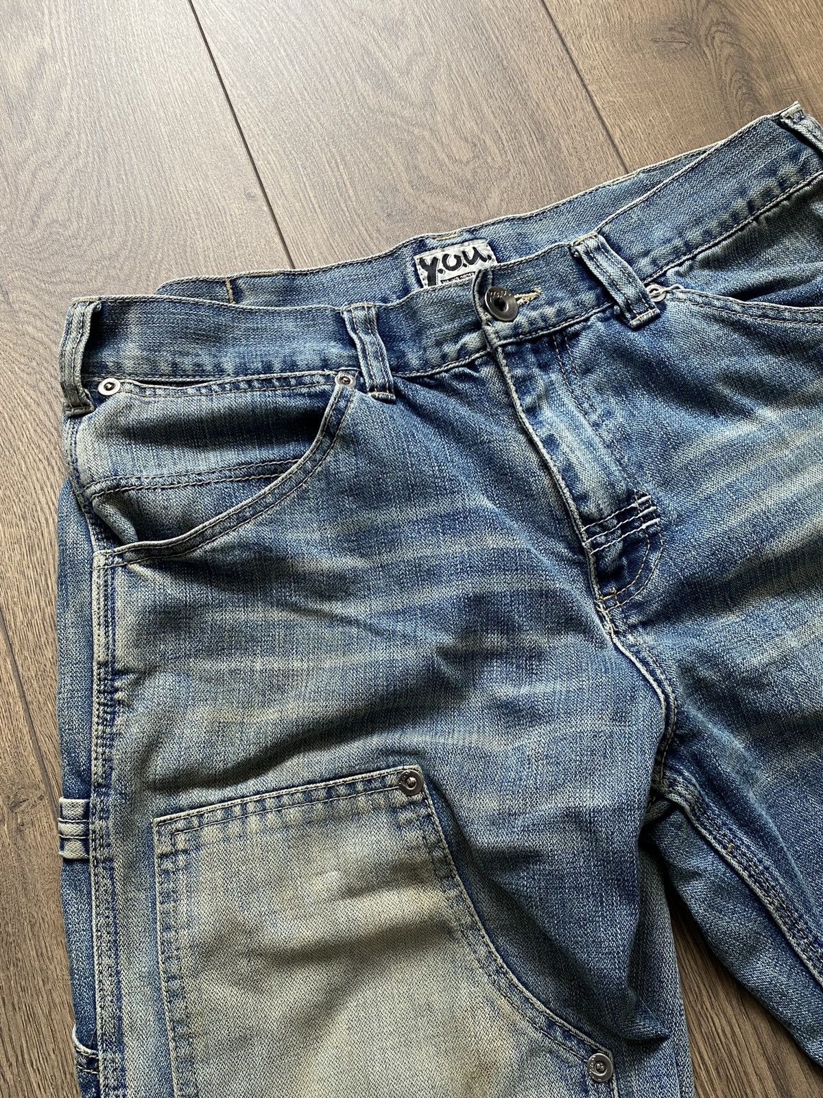 Vintage Y2K Watanabe baggy double knee dirt wash denim pants 33x32 Size US 32 / EU 48 - 3 Thumbnail