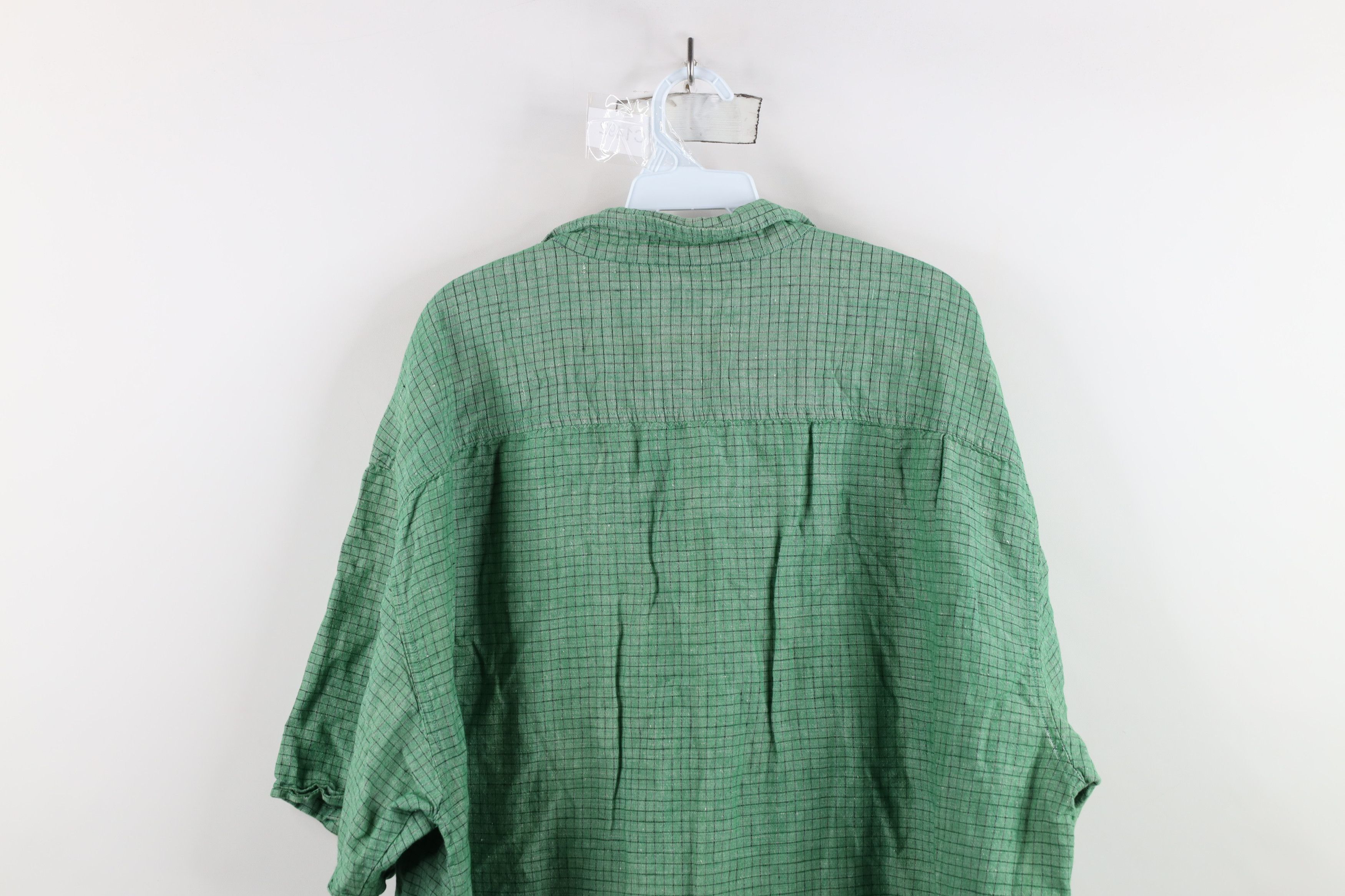 Guess × Vintage Vinage 90s Guess Linen Short Sleeve Button Shirt Green Plaid Size US XXL / EU 58 / 5 - 10 Thumbnail