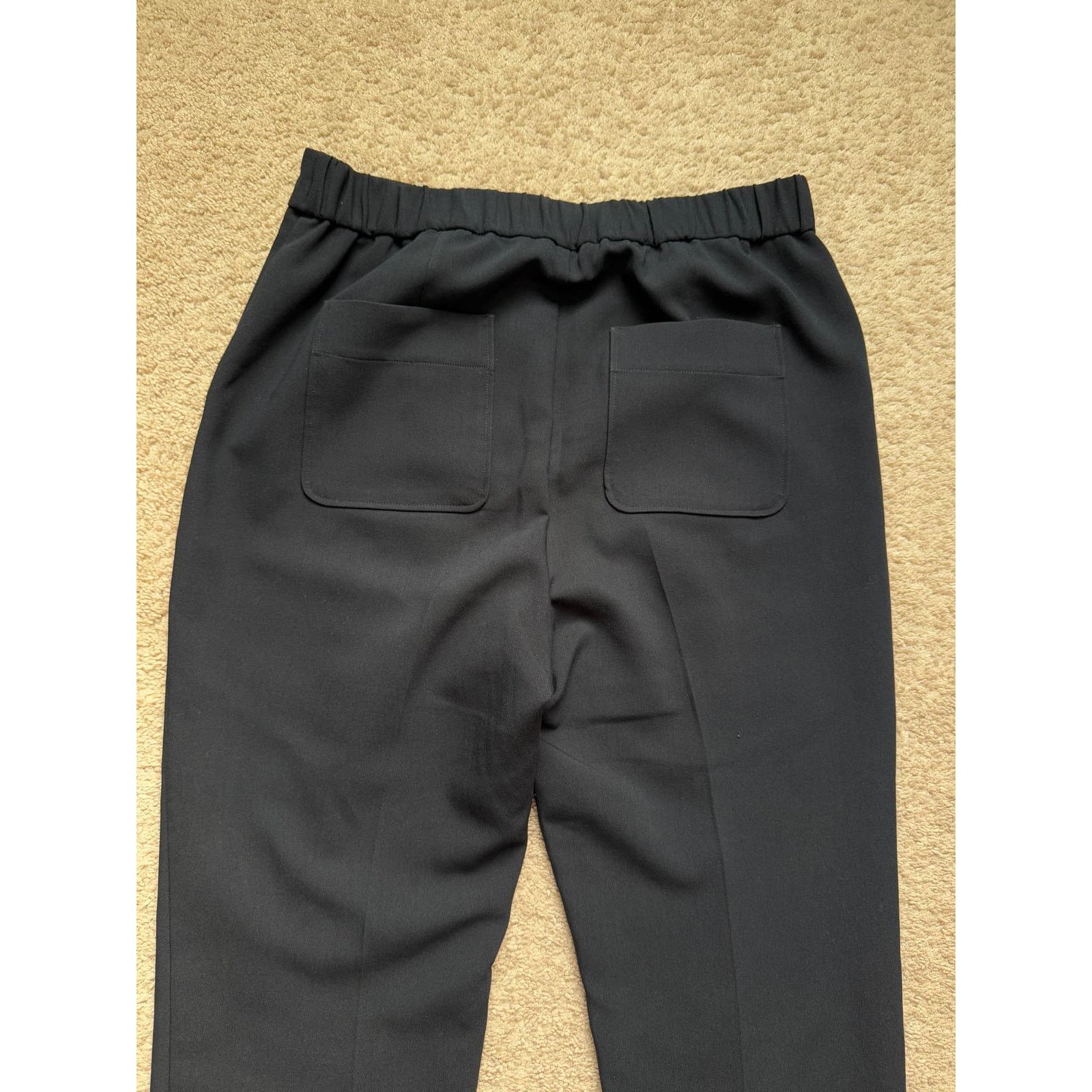 Anthropologie Maeve Pintuck Tapered Leg Trouser Cuffed Pants Black Size 10 Size 32" / US 10 / IT 46 - 6 Thumbnail