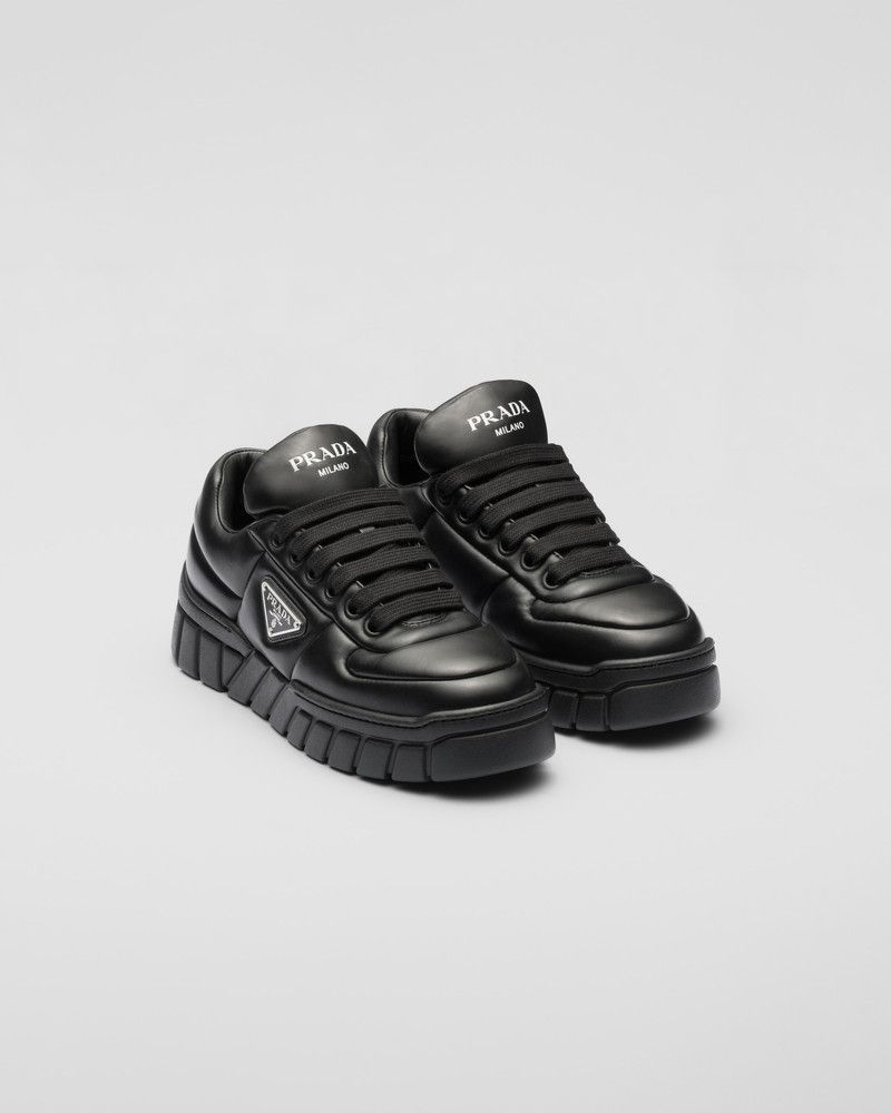 Prada o1B3y1r0526 Padded Nappa Leather Sneakers in Black Size US 5.5 / IT 35.5 - 2 Thumbnail
