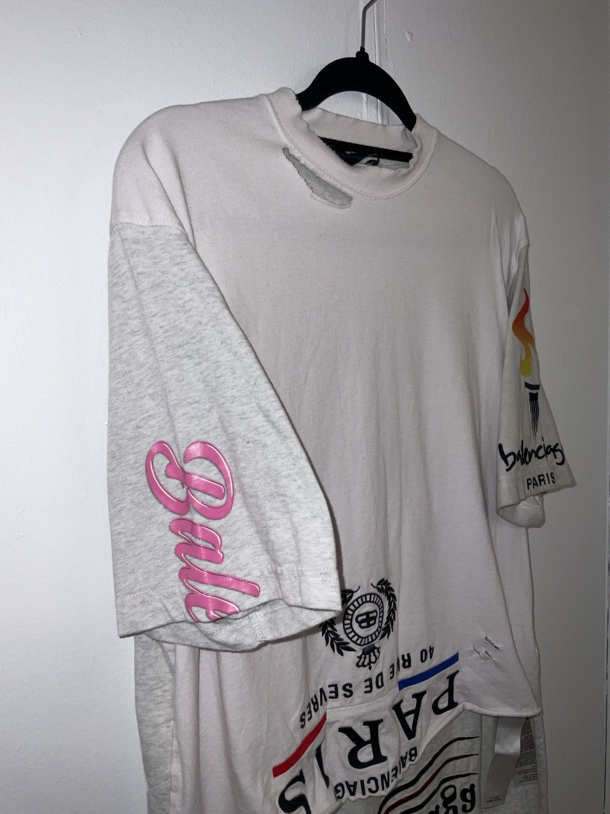 Balenciaga Balenciaga Dual T-Shirt- Grey/White, L Size US L / EU 52-54 / 3 - 3 Thumbnail
