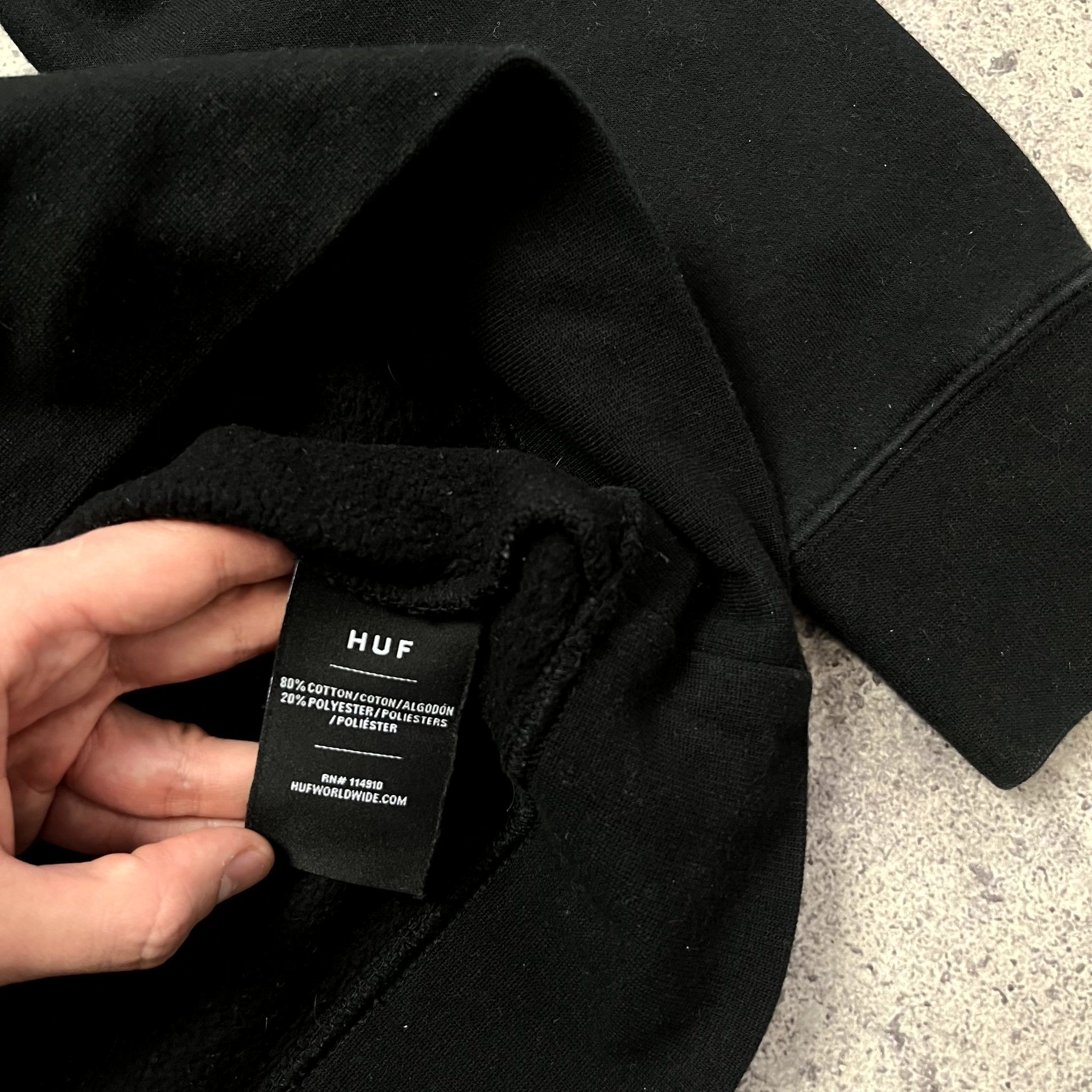 Huf HUF Logo Cotton Blend Black Hoodie Streetwear Skate Size M Size US M / EU 48-50 / 2 - 5 Thumbnail
