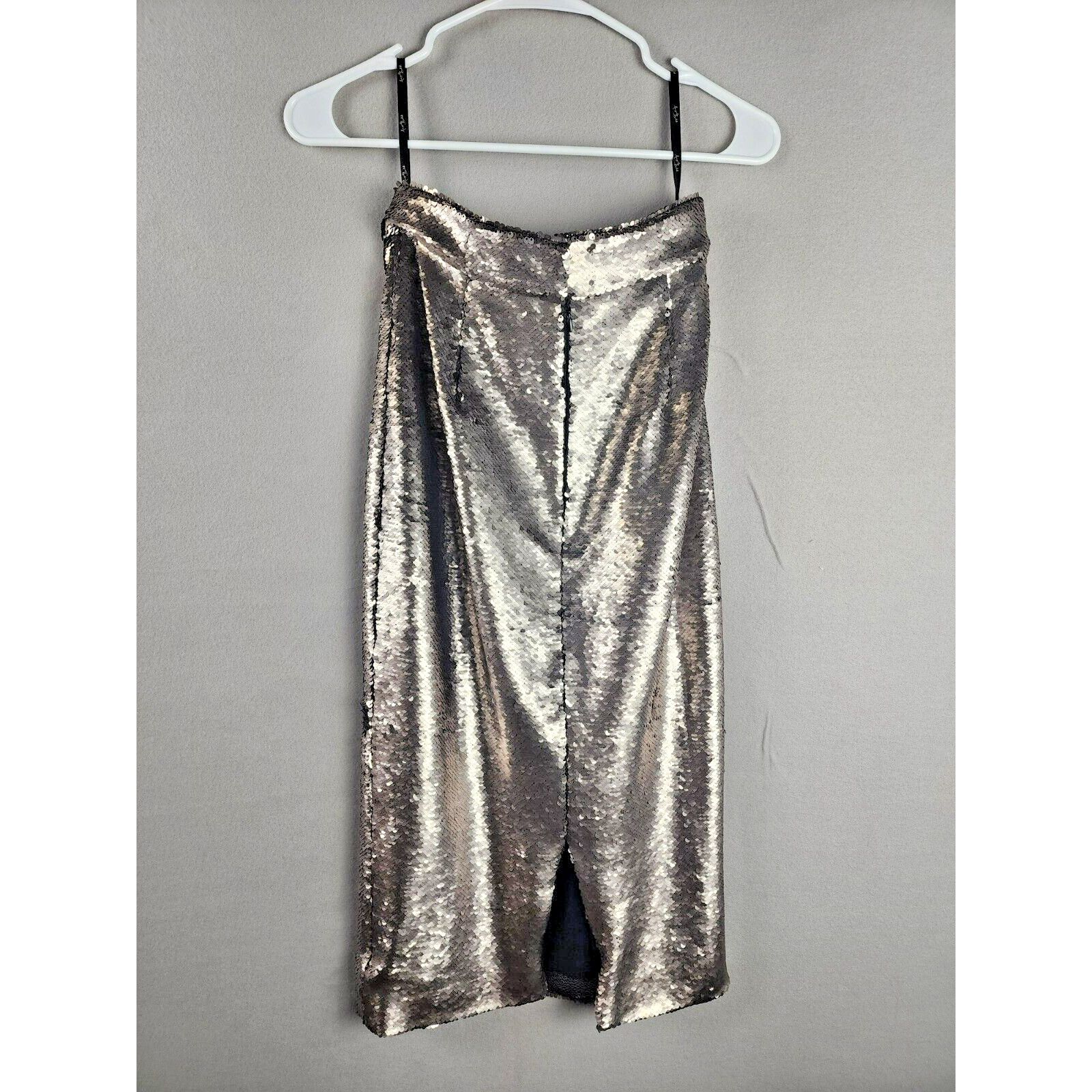Vintage Angelys Balek Sequin Skirt Pewter Size 4 Size 27" / US 4 / IT 40 - 2 Thumbnail
