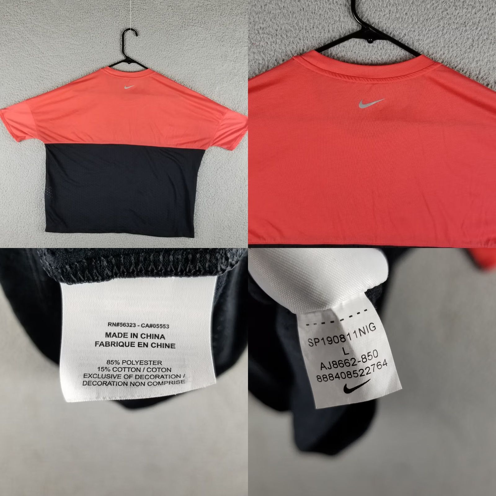 Nike Nike Womens Just Do It Dri-fit Colorblocked Running Top L Red Black AJ8662 Size L / US 10 / IT 46 - 8 Thumbnail