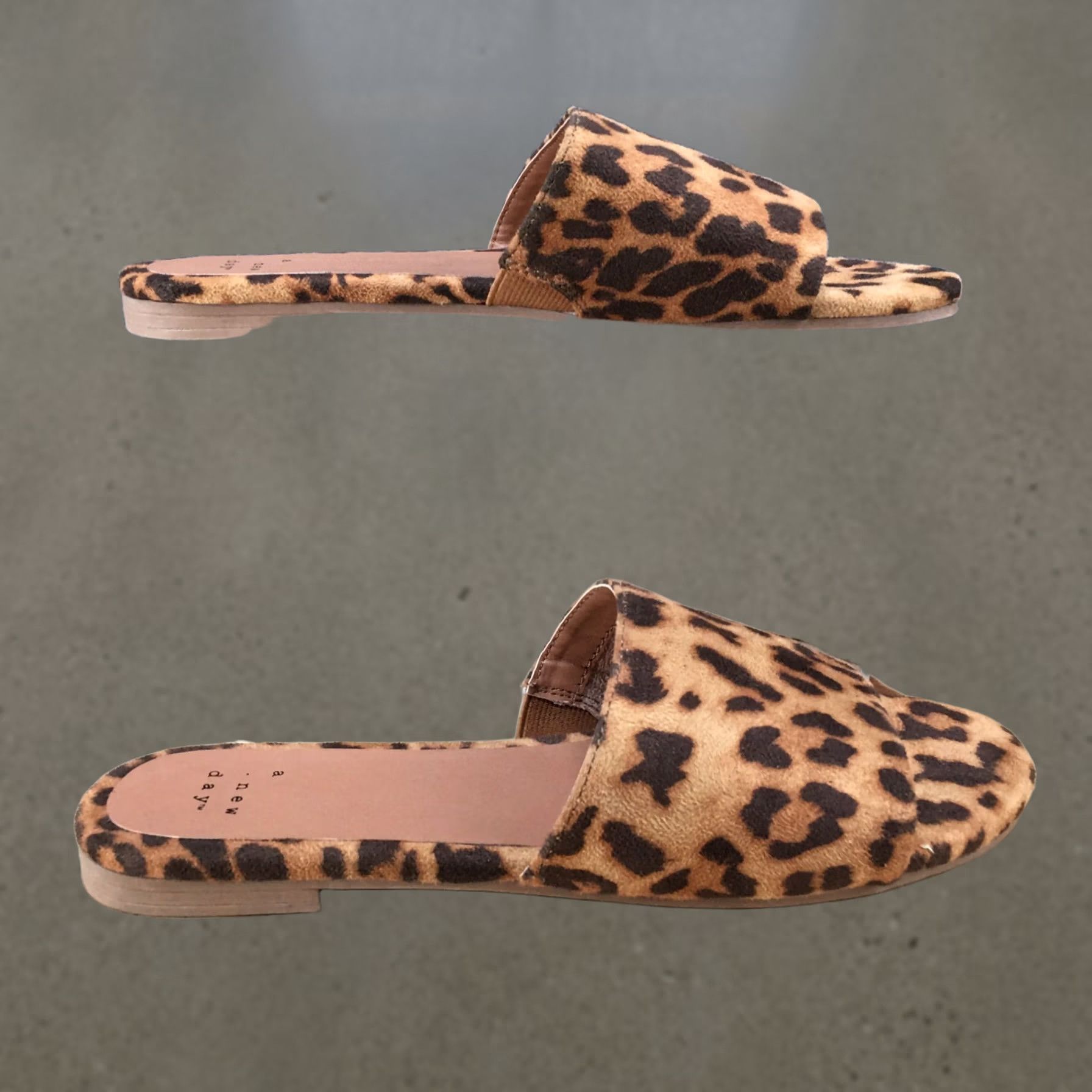 Vintage A New Day Sandals Womens 6 Slide Brown Cheetah Print Slip On Open Toe Flats NEW - Mens Womens Girls Boys Size US 6 / IT 36 - 1 Thumbnail