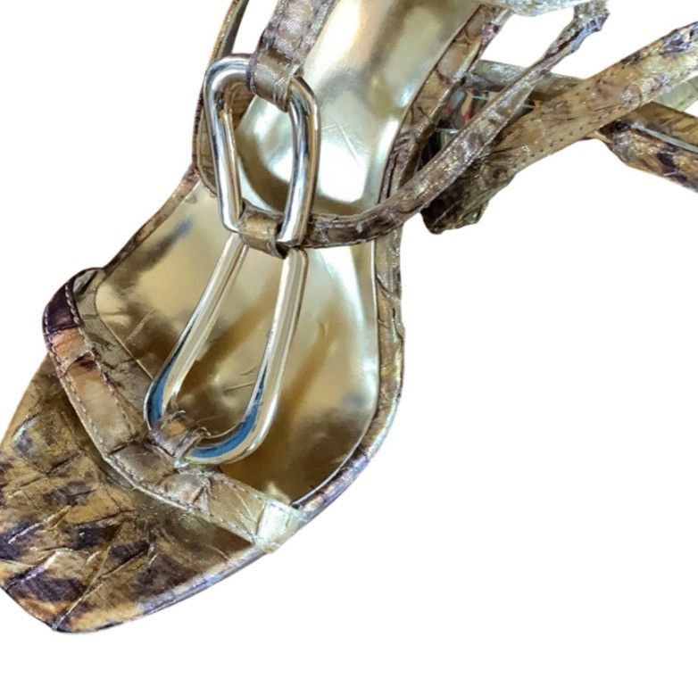 Other Carlos by Carlos Santana Gold Leopard Print Heels Sz 7 Metal Size US 7 / IT 37 - 4 Thumbnail
